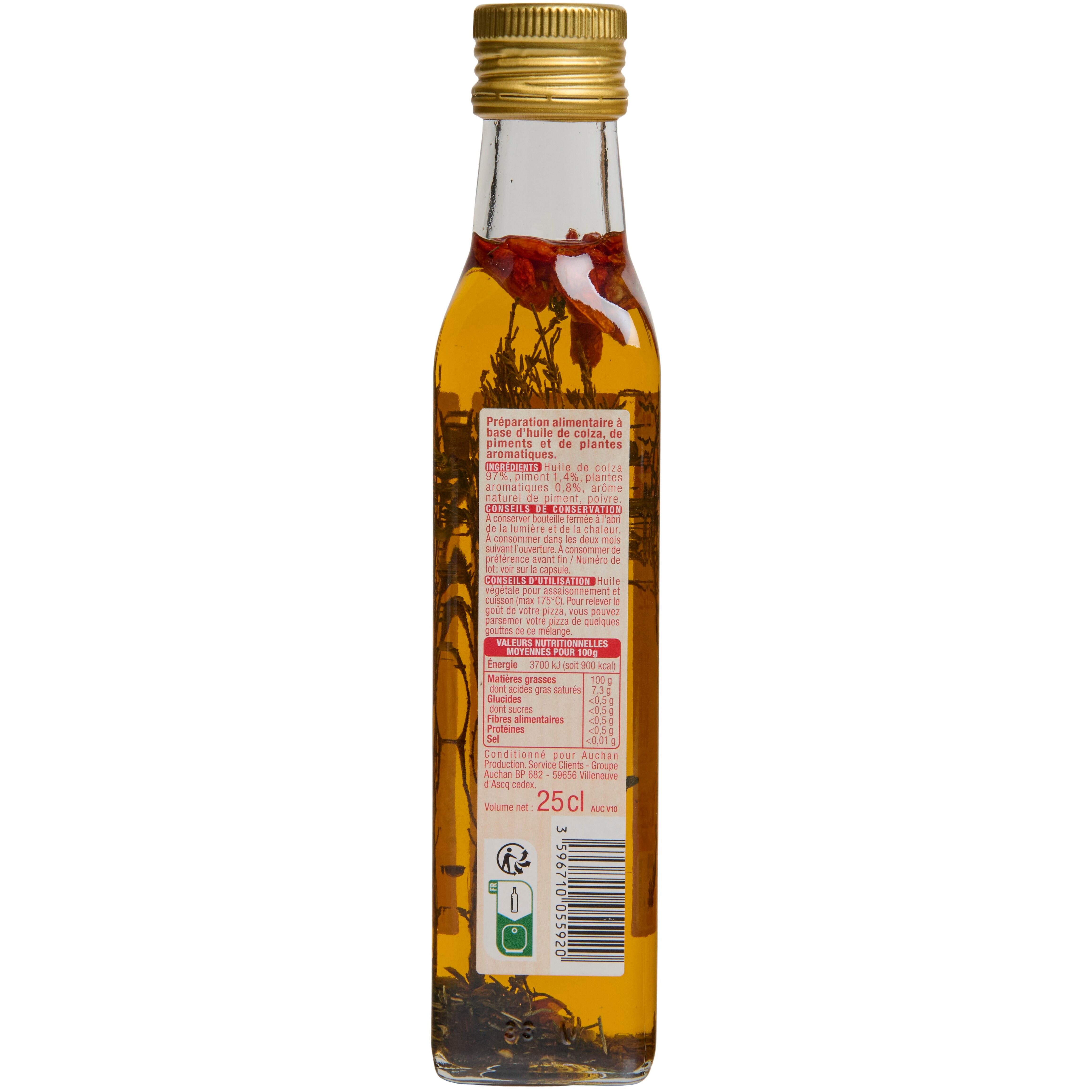 Voir la diapositive 2 : AUCHAN Huile spéciale pizza 25cl