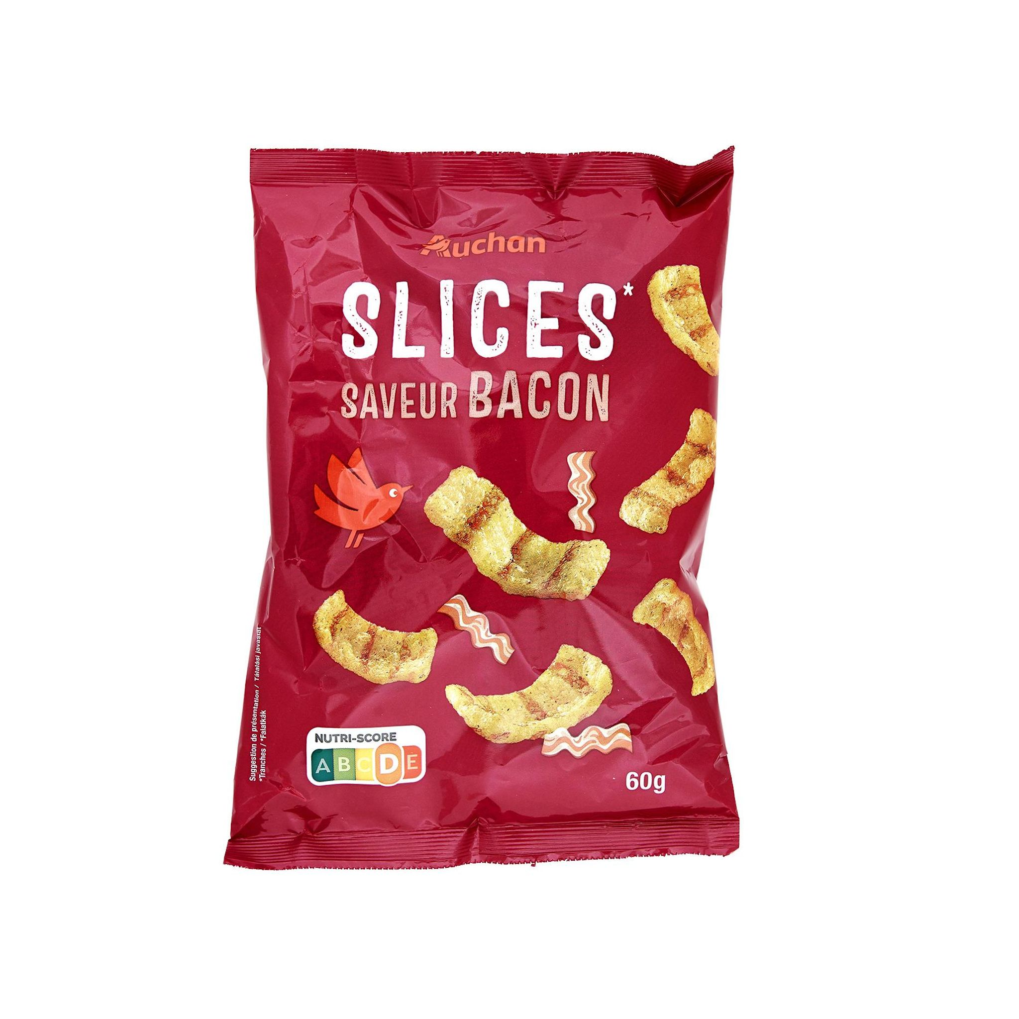Voir la diapositive 2 : AUCHAN Biscuits soufflés snacks saveur bacon 60g