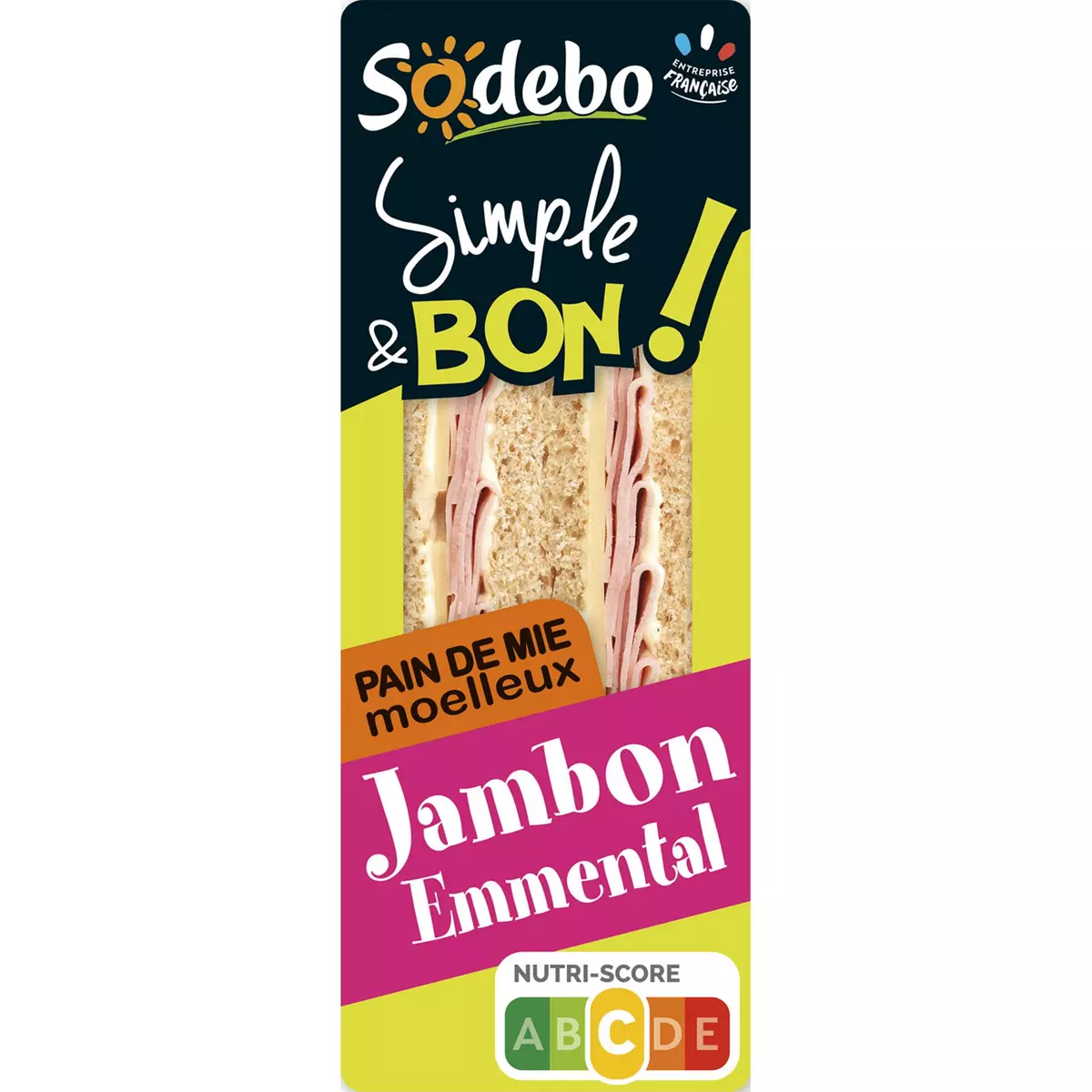 SODEBO Sandwich club simple & bon jambon emmental 1 portion 145g