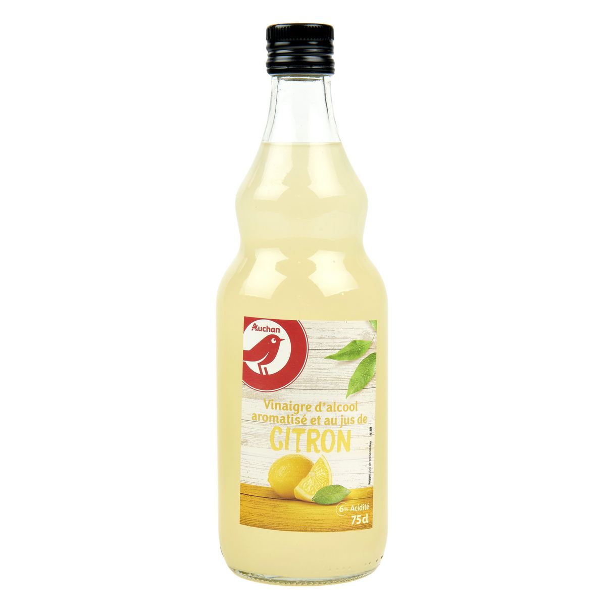AUCHAN Vinaigre d'alcool au jus de citron 75cl