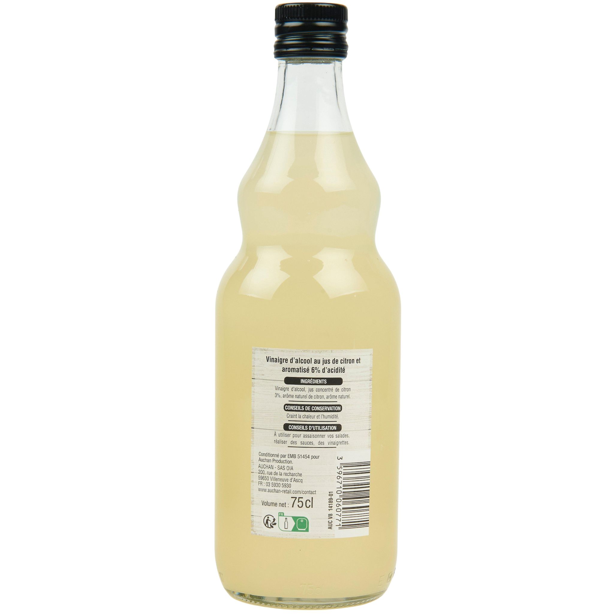 Voir la diapositive 3 : AUCHAN Vinaigre d'alcool au jus de citron 75cl
