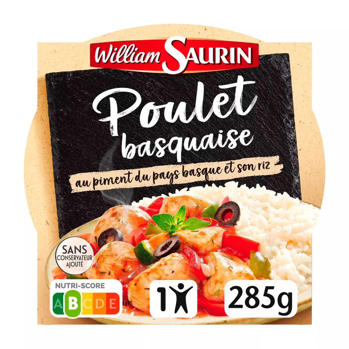 WILLIAM SAURIN Poulet basquaise au piment du pays basque et son riz barquette 1 portion 285g