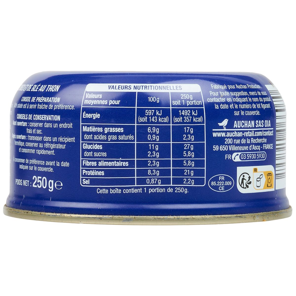 AUCHAN Salade de thon au blé gourmand 250g