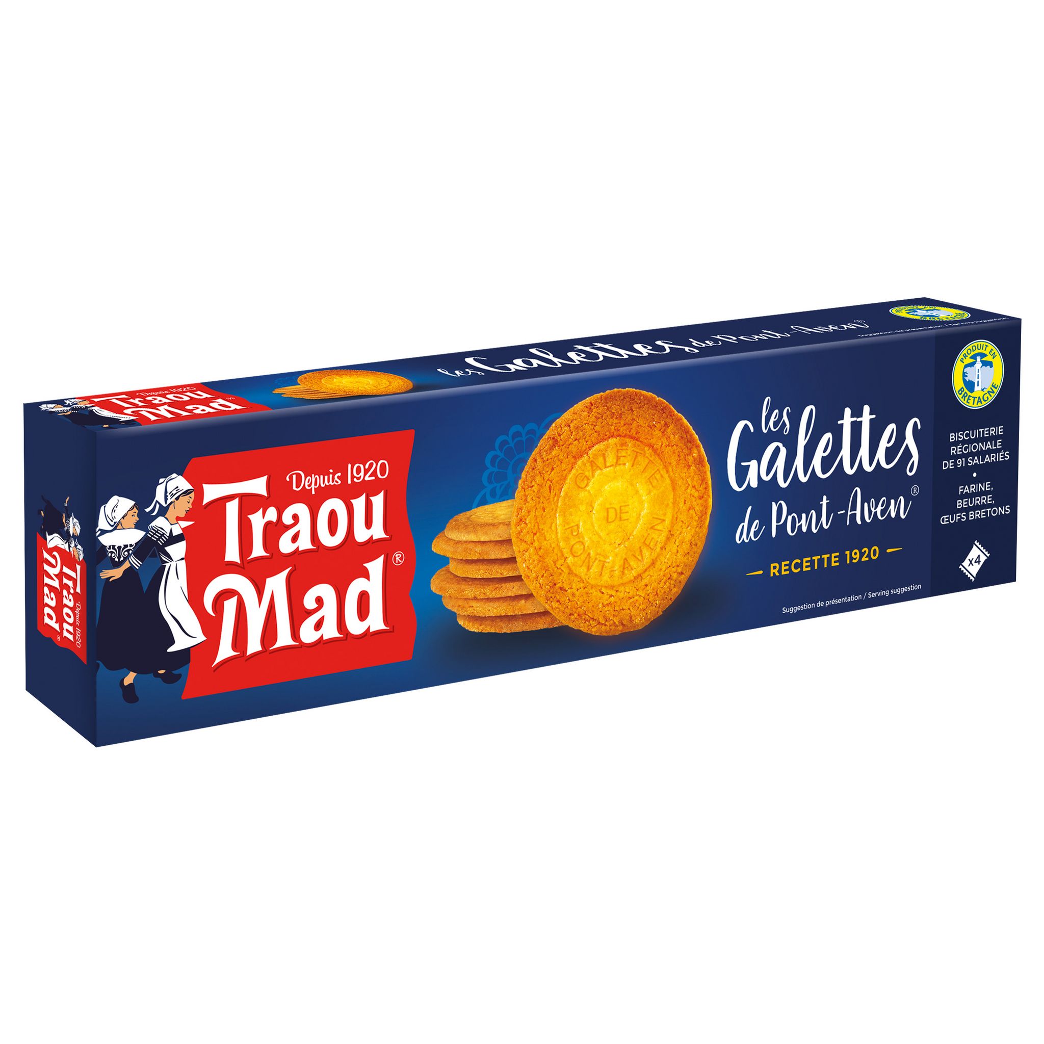 TRAOU MAD Galettes Bretonnes Au Beurre De Pont-Aven 4x4 Biscuits 130g ...