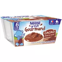 NESTLE P'tit brassé petit pot dessert lacté cacao bio dès 6 mois 4x90g pas  cher 