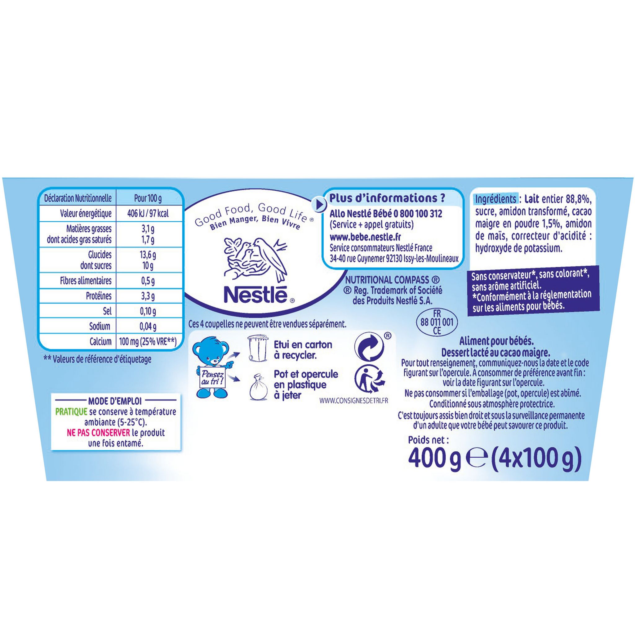 Voir la diapositive 5 : NESTLE P'tit gourmand petit pot crème dessert chocolat dès 6 mois 4x100g