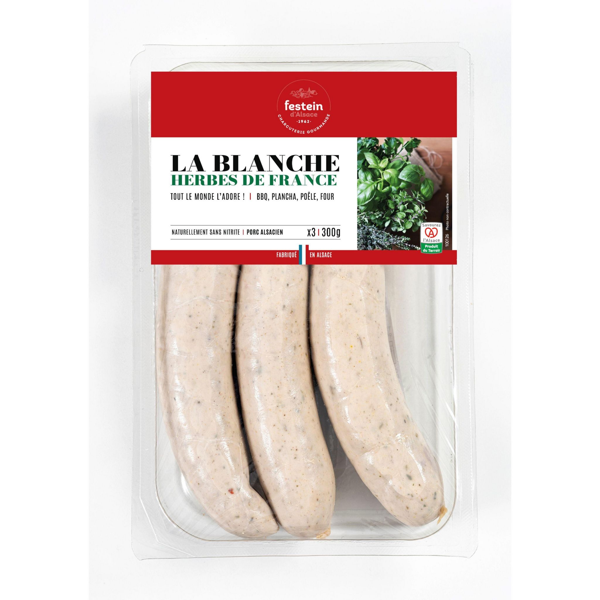 FESTEIN D'ALSACE Saucisse aux herbes 3x100g