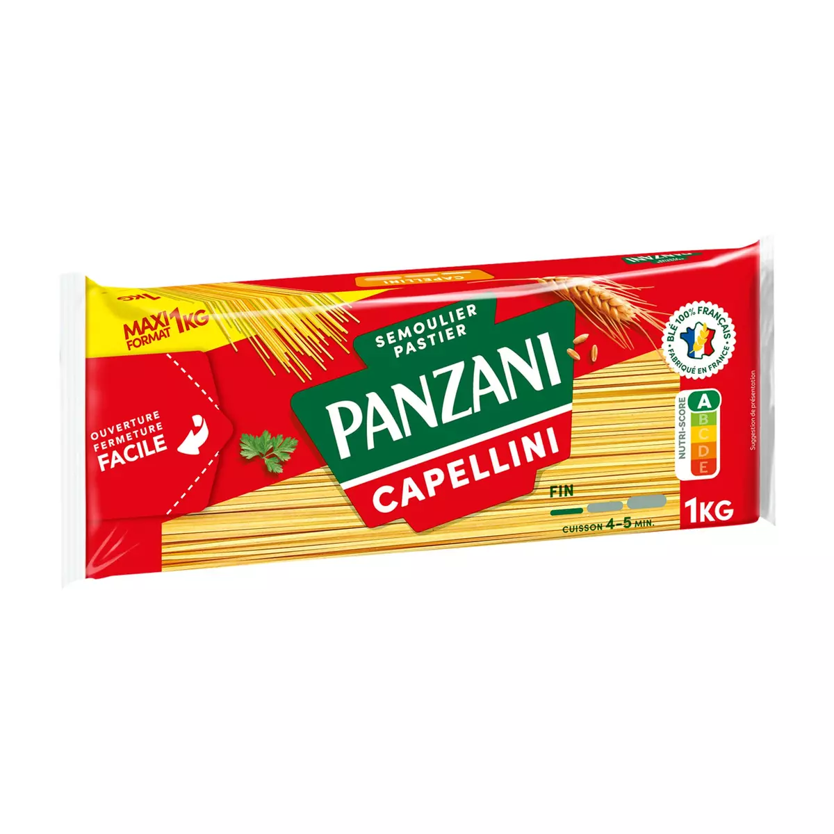 PANZANI Capellini filière blé responsable français maxi format 1kg