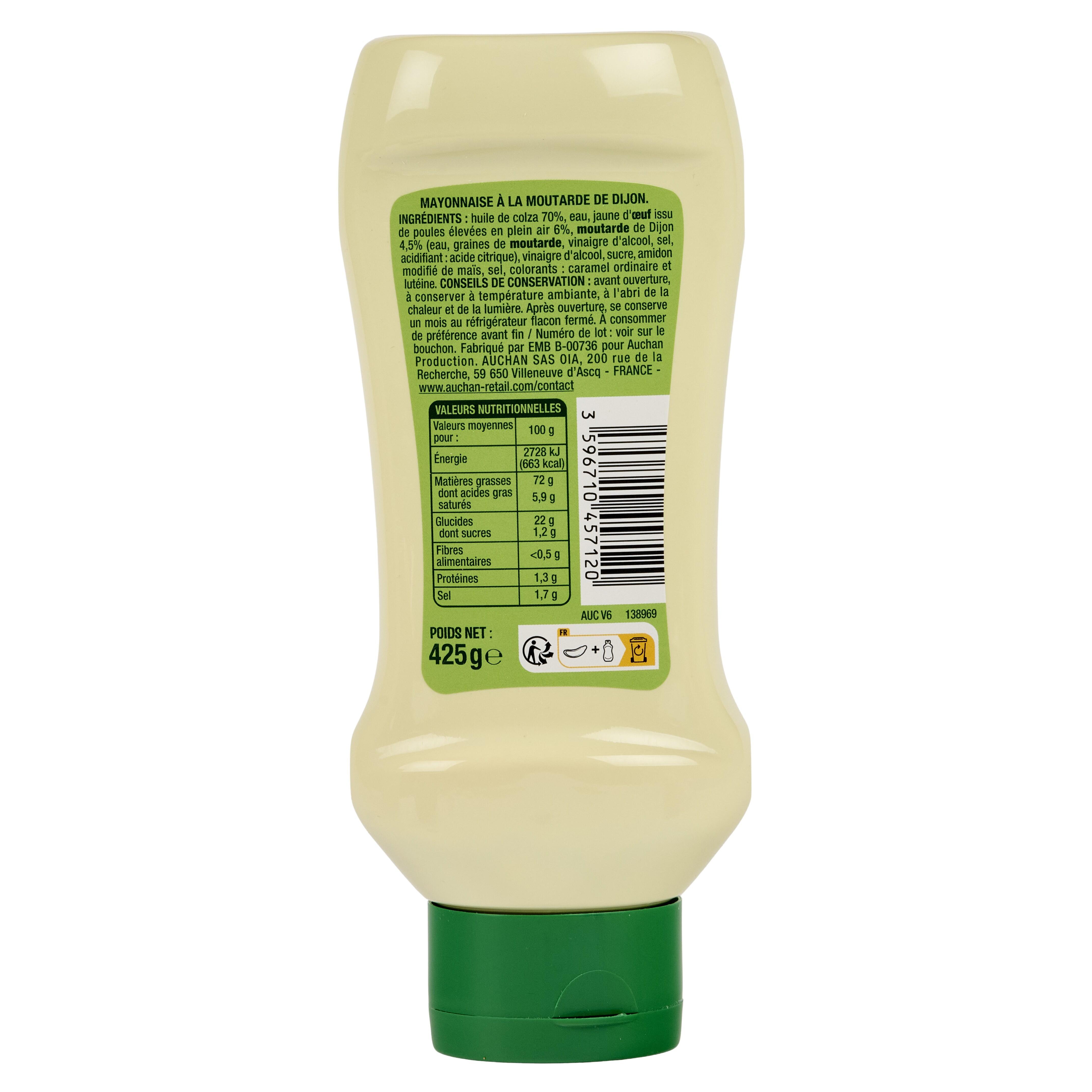 Voir la diapositive 2 : AUCHAN Mayonnaise à la moutarde de Dijon flacon souple 425g