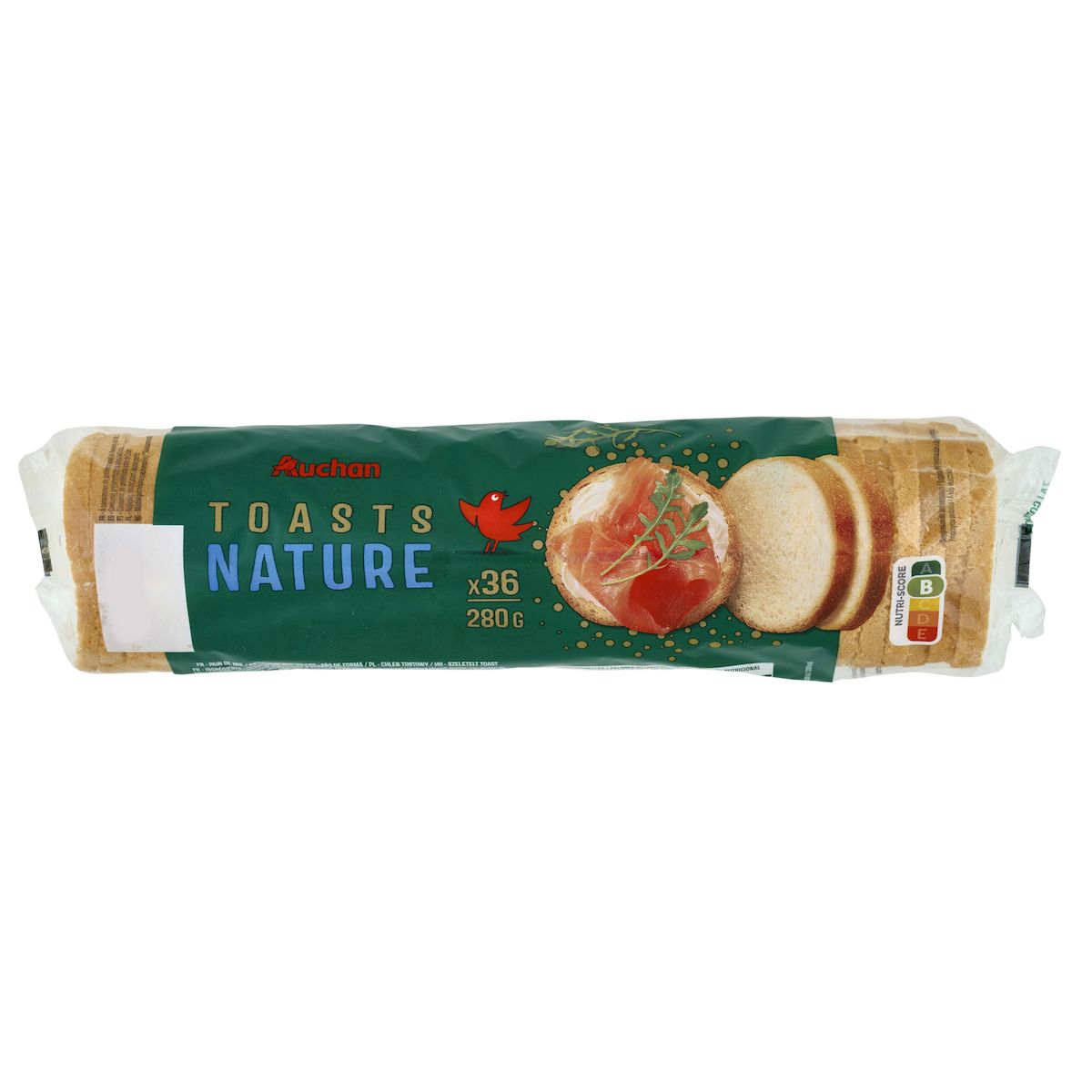 AUCHAN Toasts ronds nature 36 tranches 280g