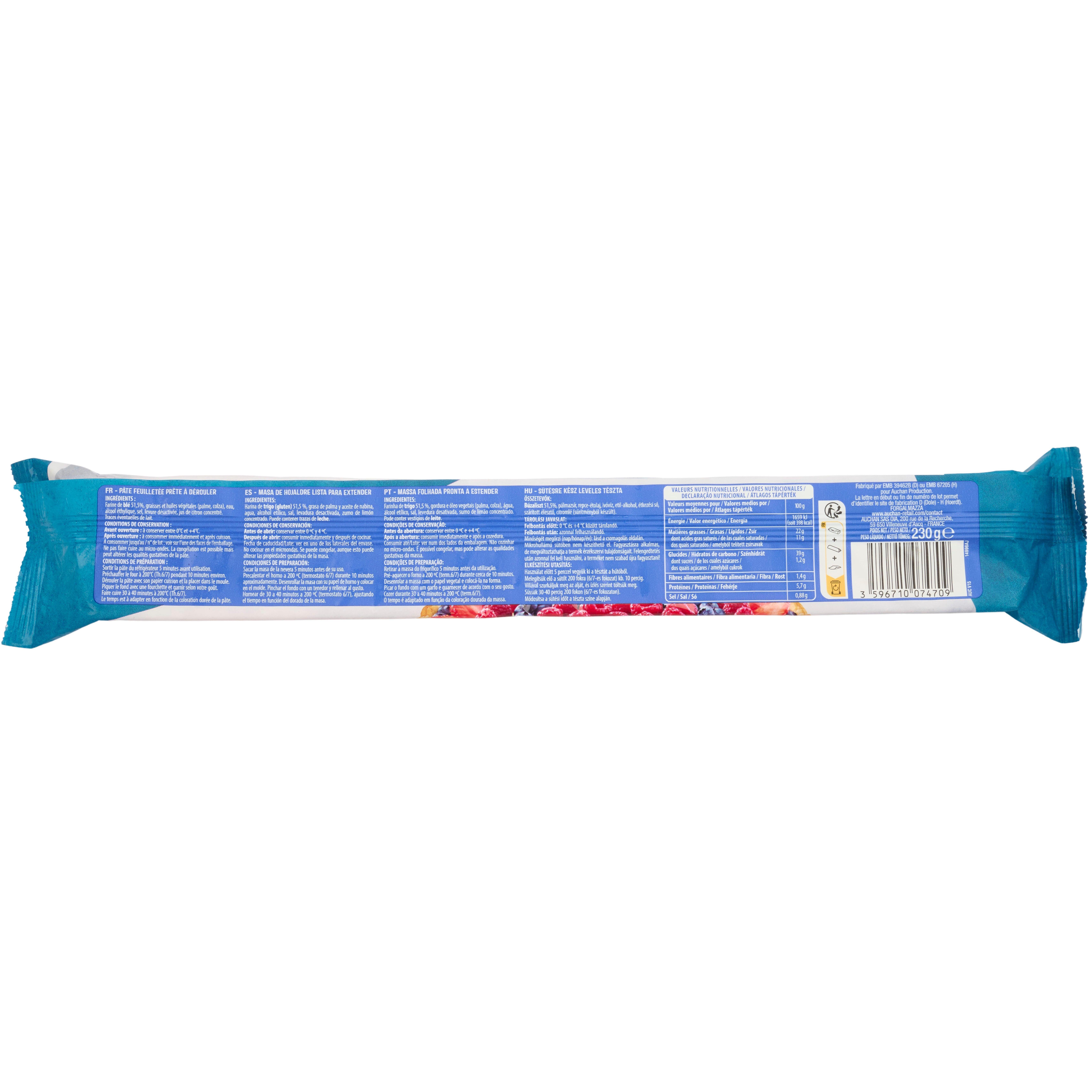 Voir la diapositive 3 : AUCHAN Pâte feuilletée 230g