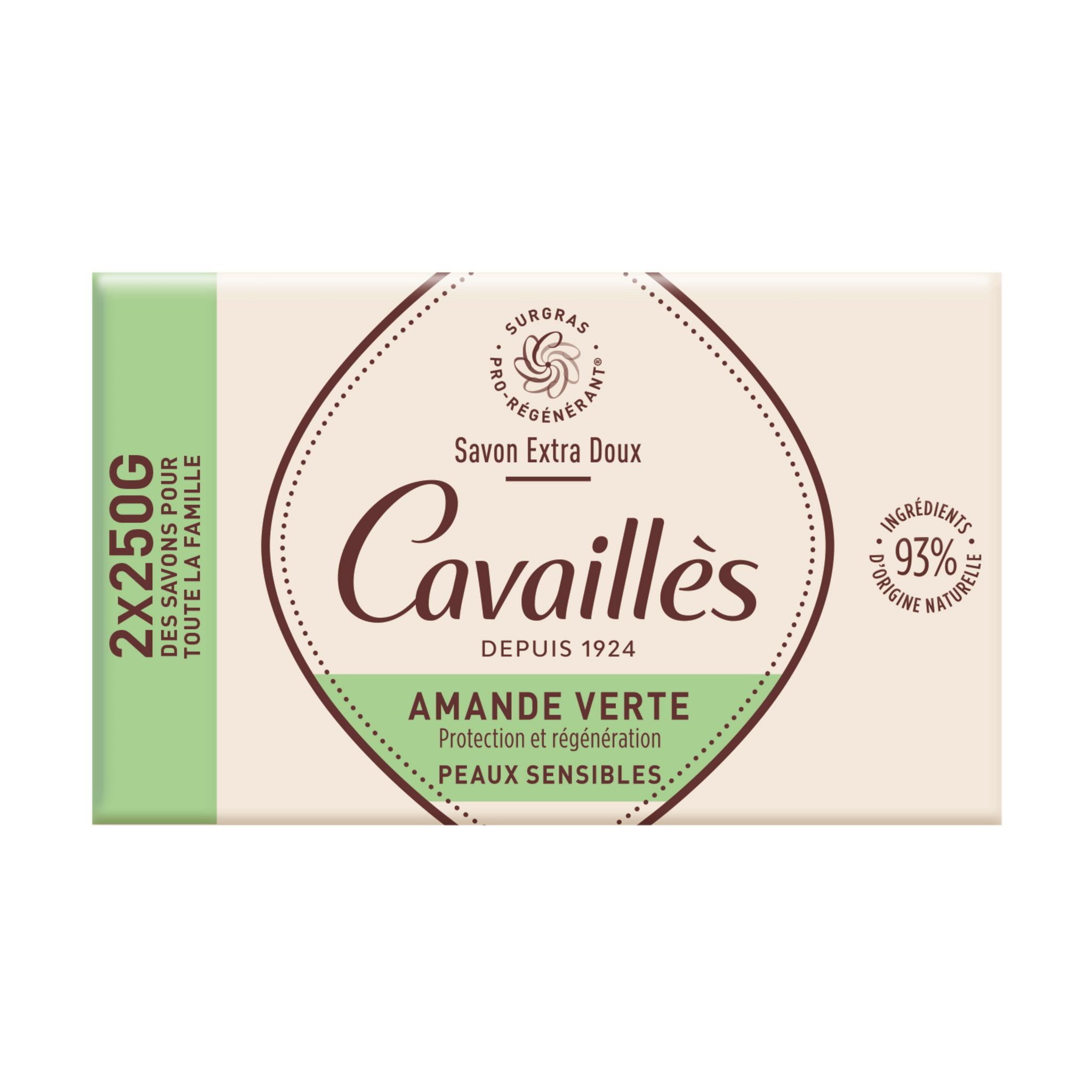 ROGE CAVAILLES Savon extra doux amande verte pour peaux sensibles 2x250g