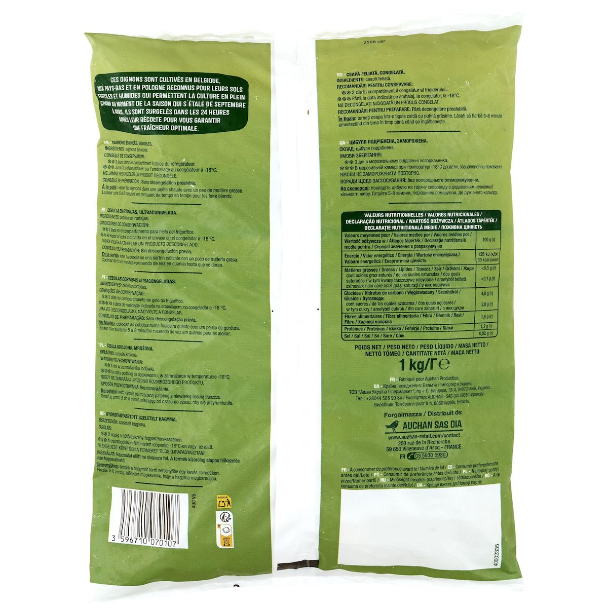 AUCHAN Oignons émincés 1kg