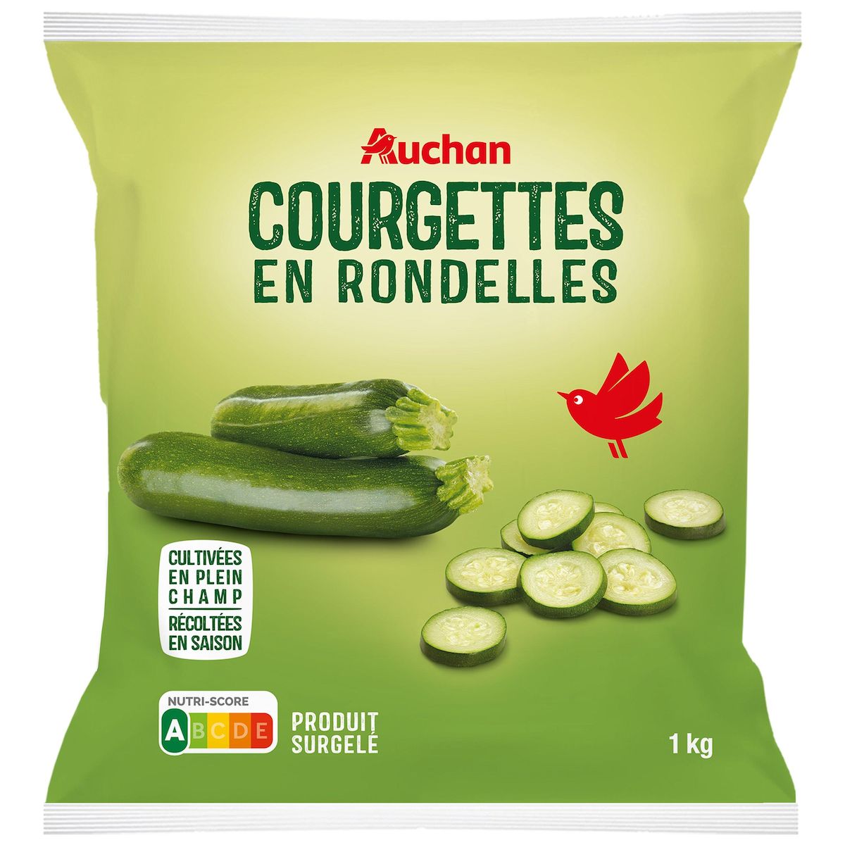 AUCHAN Courgettes en rondelles 1kg