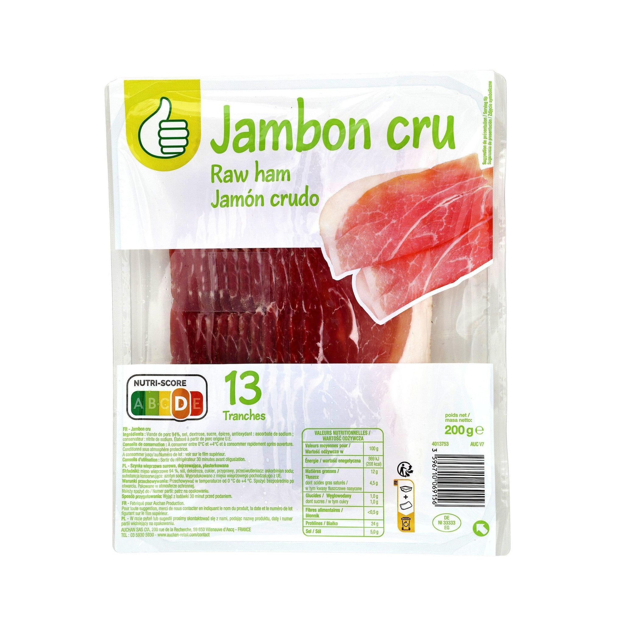 Voir la diapositive 2 : POUCE Jambon cru 13 tranches 200g