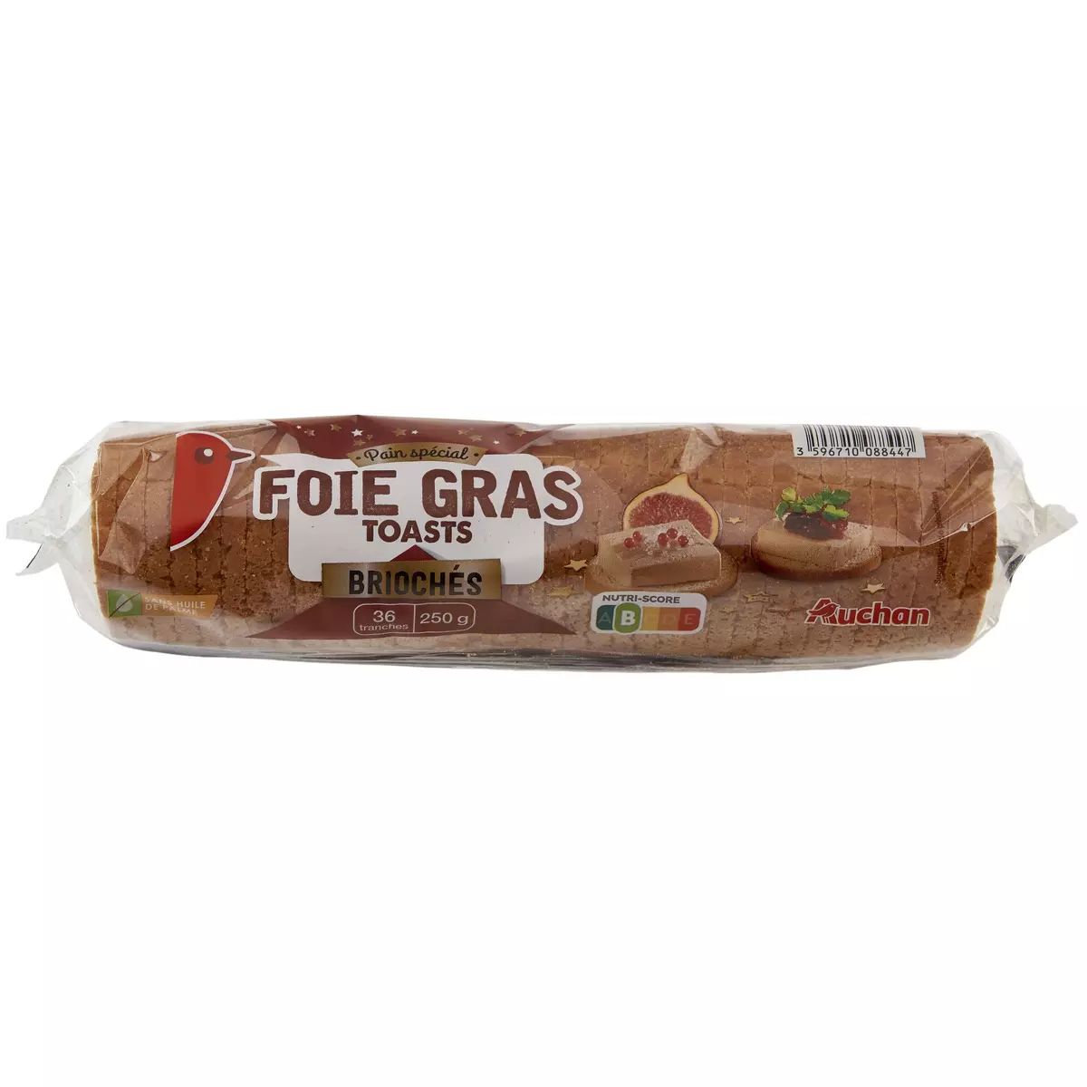 AUCHAN Toasts briochés spécial foie gras 250g