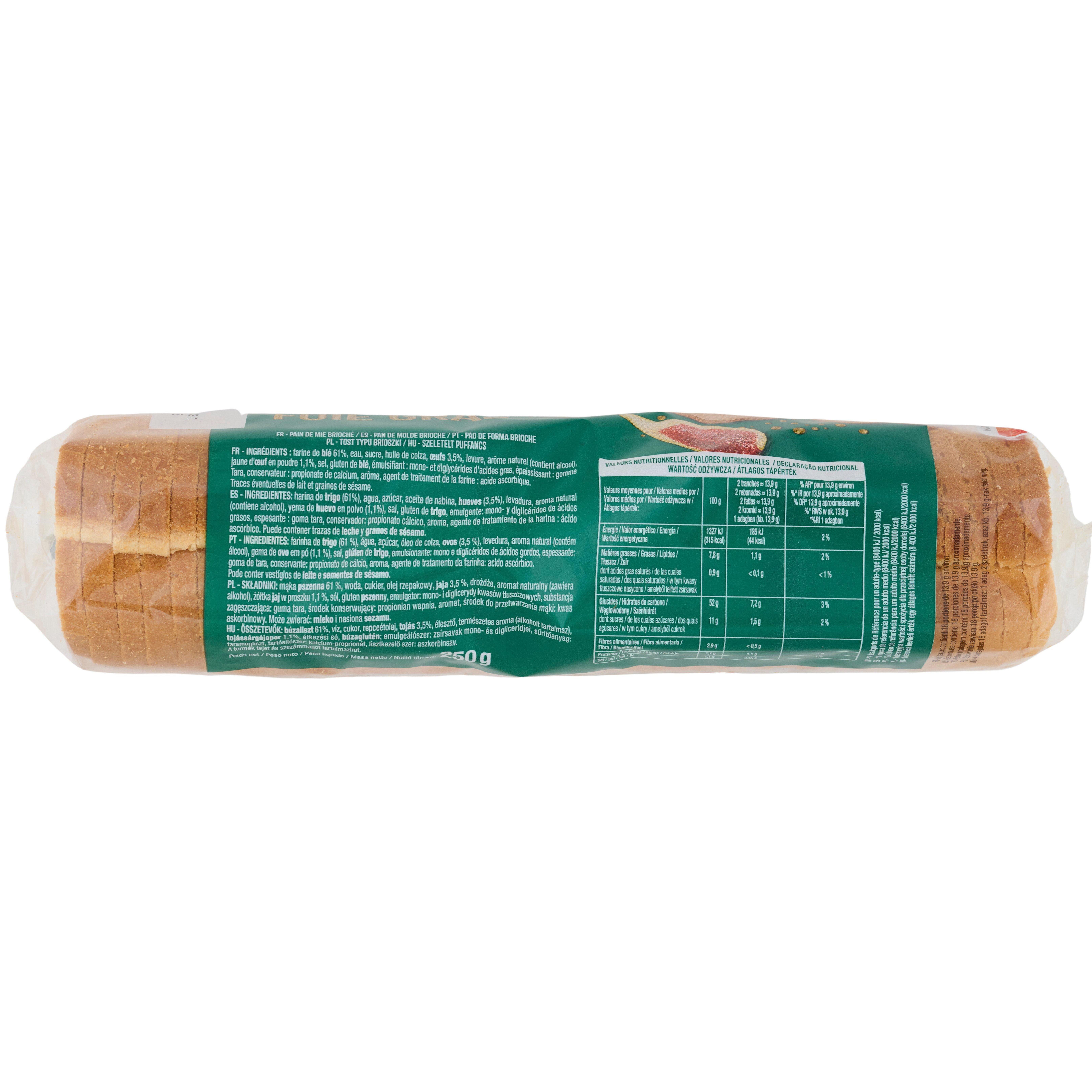 Voir la diapositive 3 : AUCHAN Toasts ronds briochés spécial foie gras 36 tranches 250g