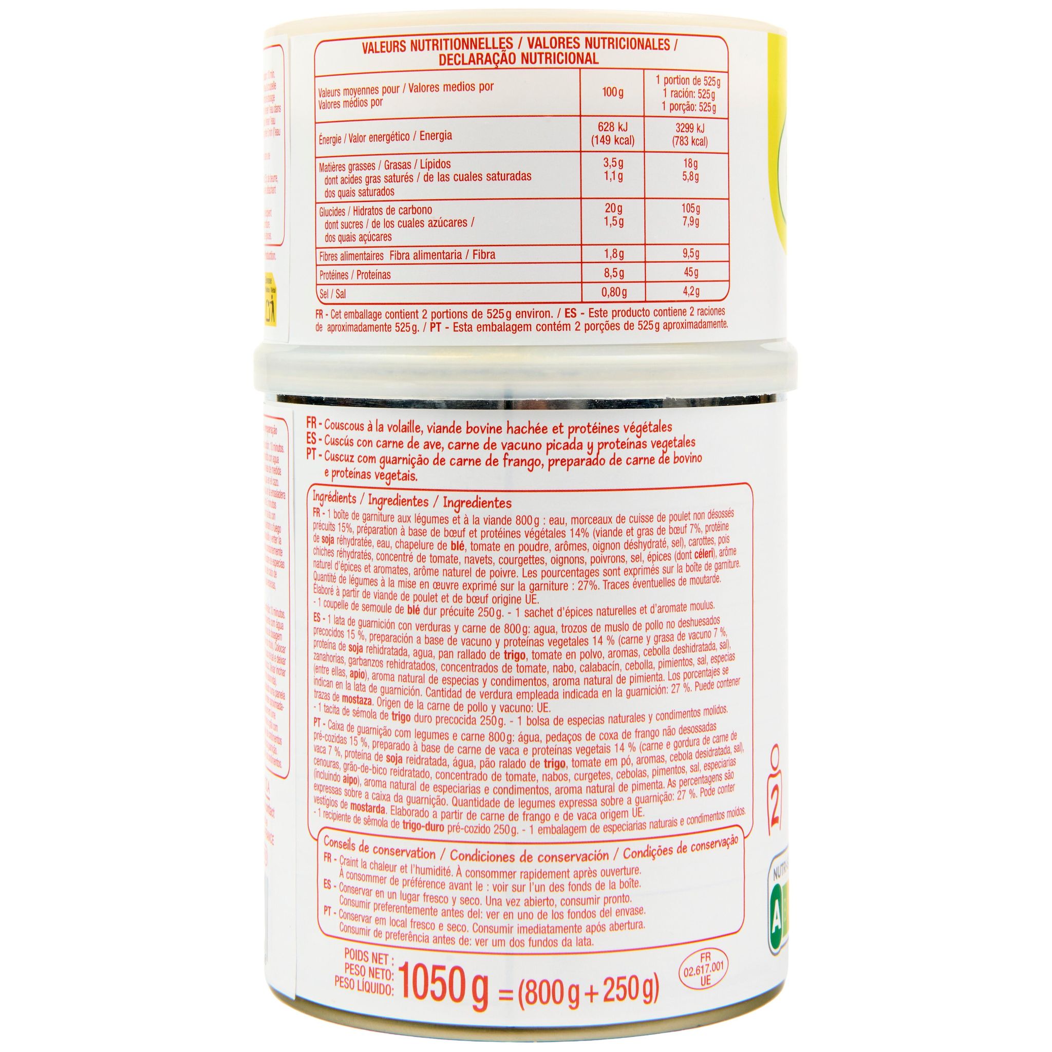 Voir la diapositive 2 : POUCE Couscous garni 2 personnes 1,050kg