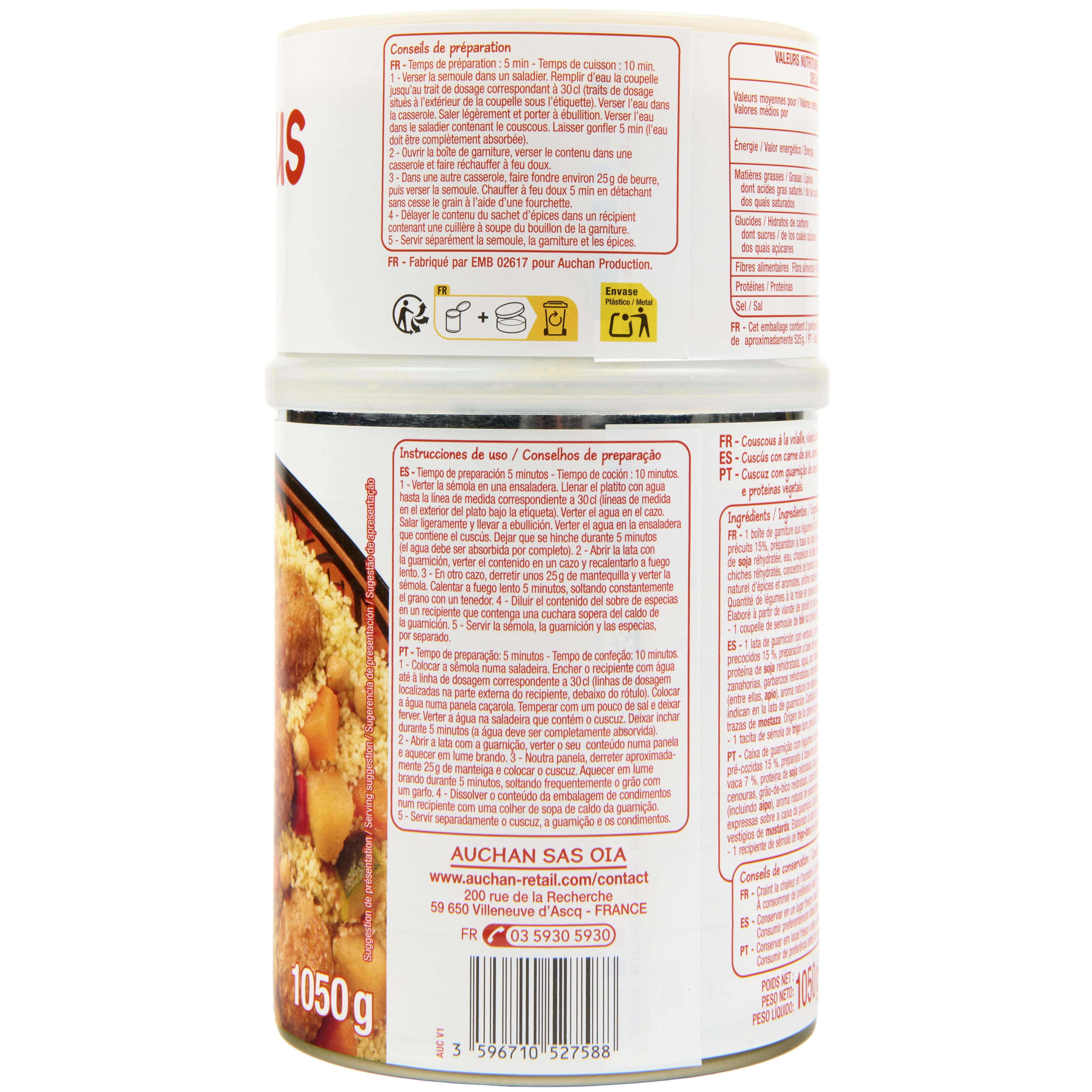 Voir la diapositive 3 : POUCE Couscous garni 2 personnes 1,050kg