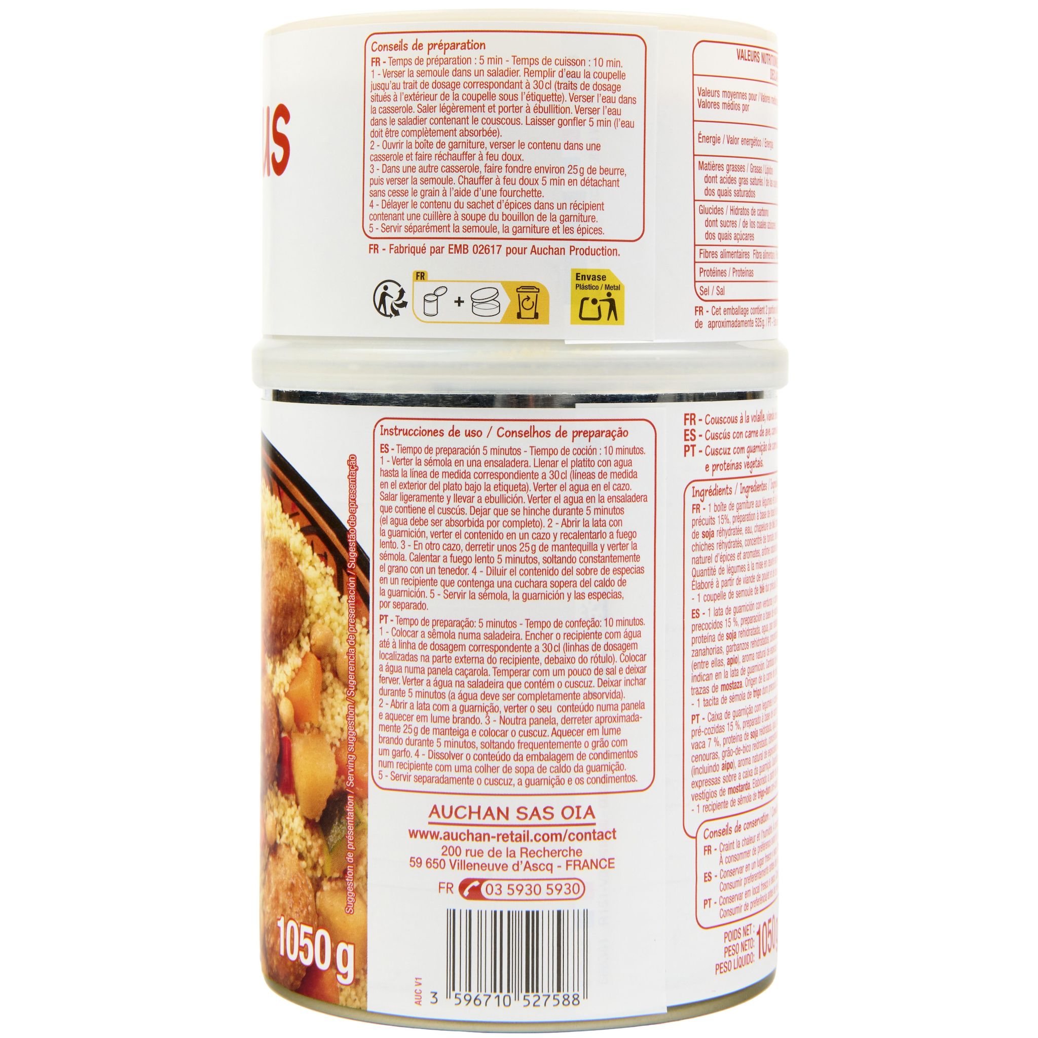 Voir la diapositive 4 : POUCE Couscous garni 2 personnes 1,050kg