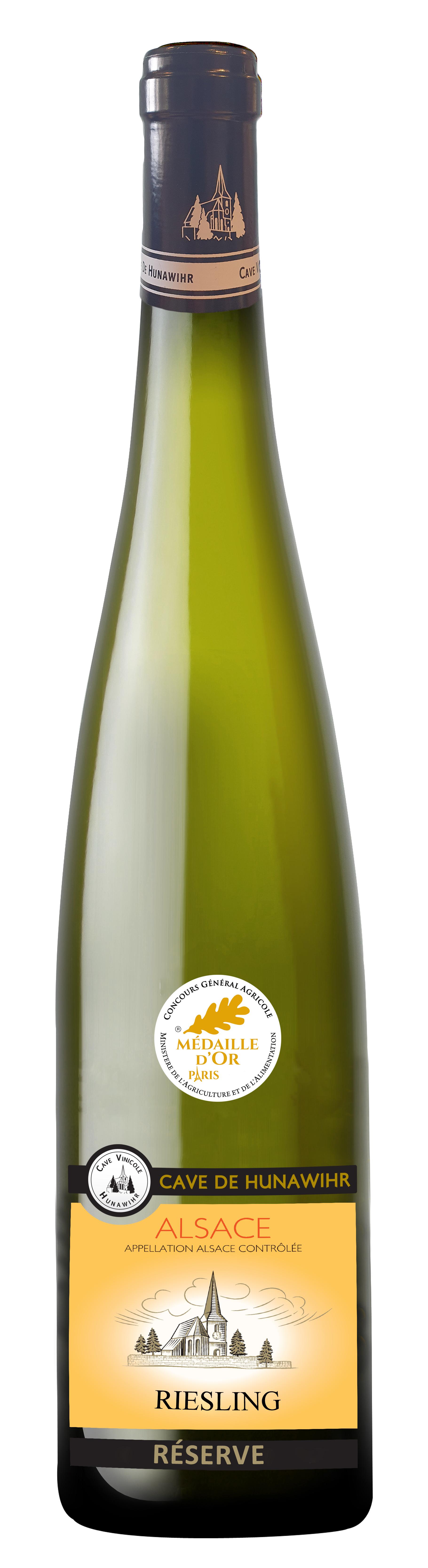 Voir la diapositive 2 : AOP Alsace Riesling Cave de Hunawihr blanc 75cl