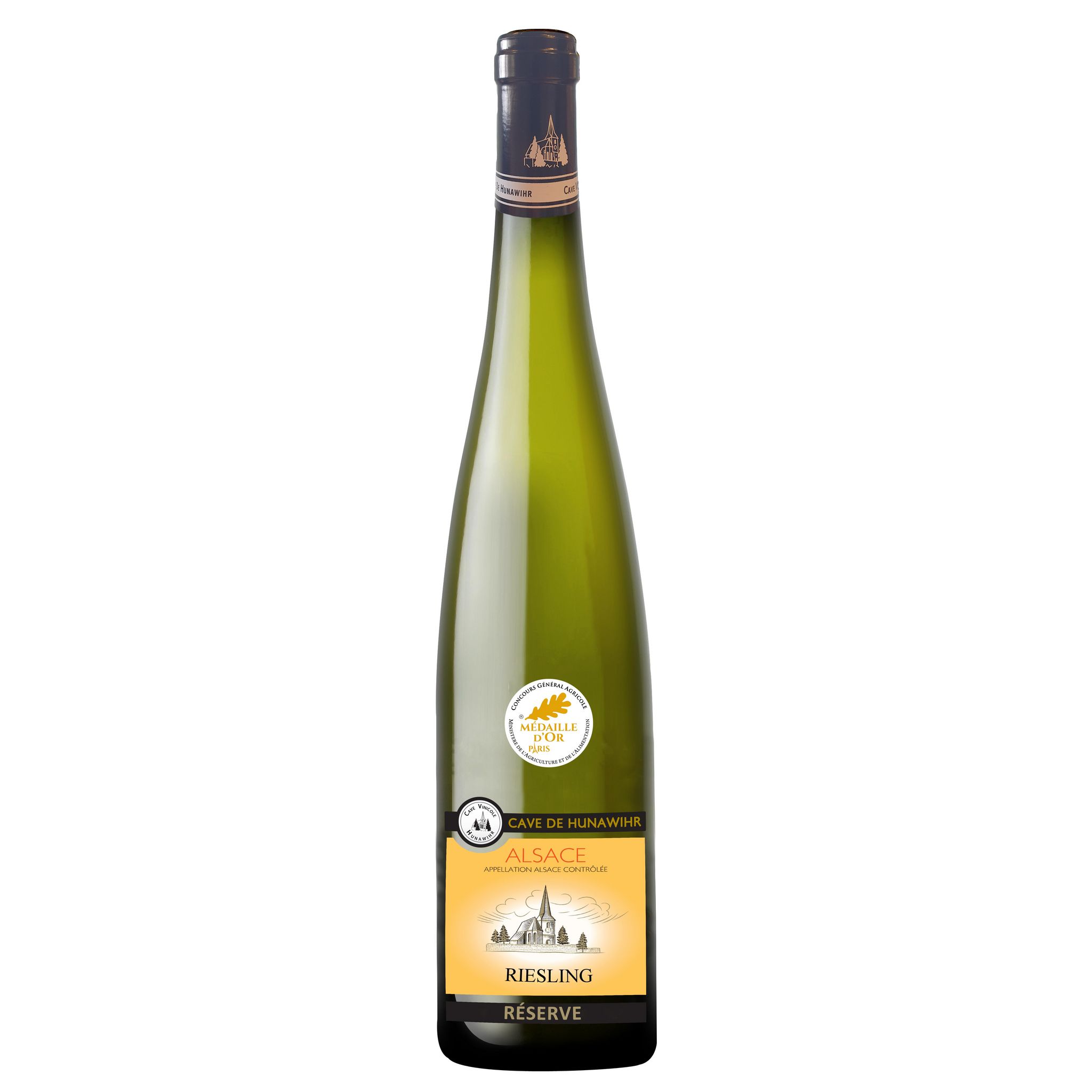 Voir la diapositive 2 : AOP Alsace Riesling Cave de Hunawihr blanc 75cl