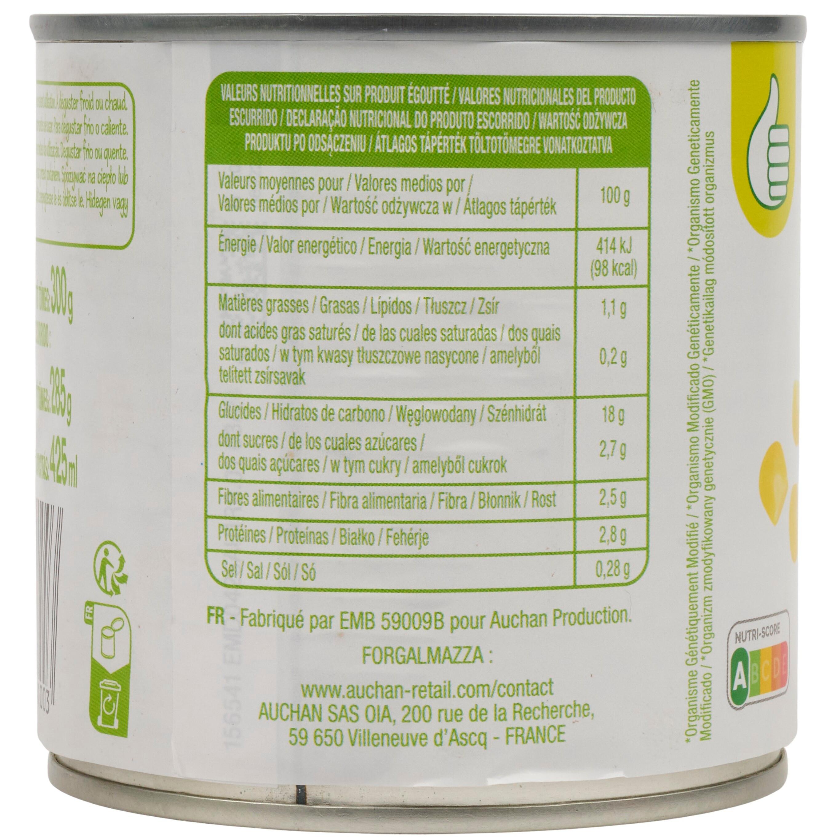 Voir la diapositive 2 : POUCE Maïs doux en grains sous vide 285g