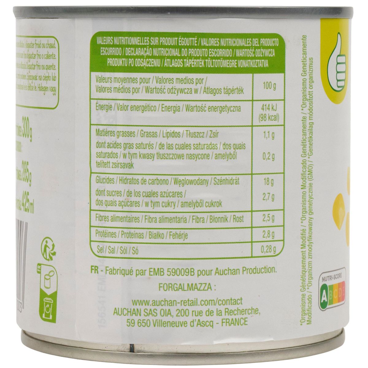 POUCE Maïs doux en grains sous vide 285g