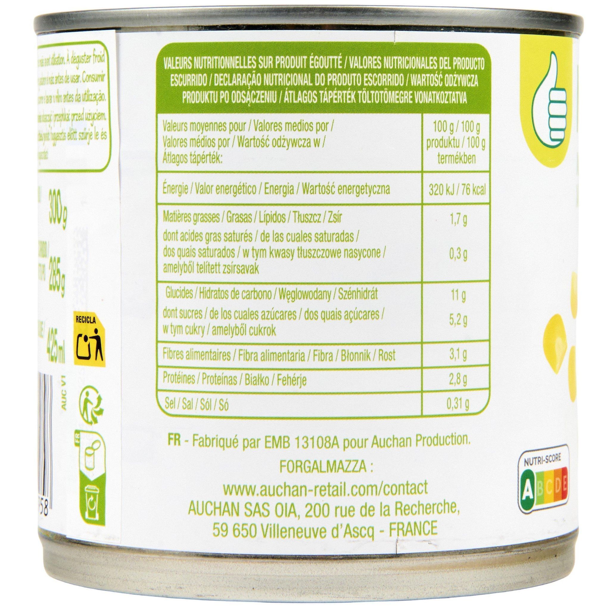 Voir la diapositive 3 : POUCE Maïs doux en grains sous vide 285g