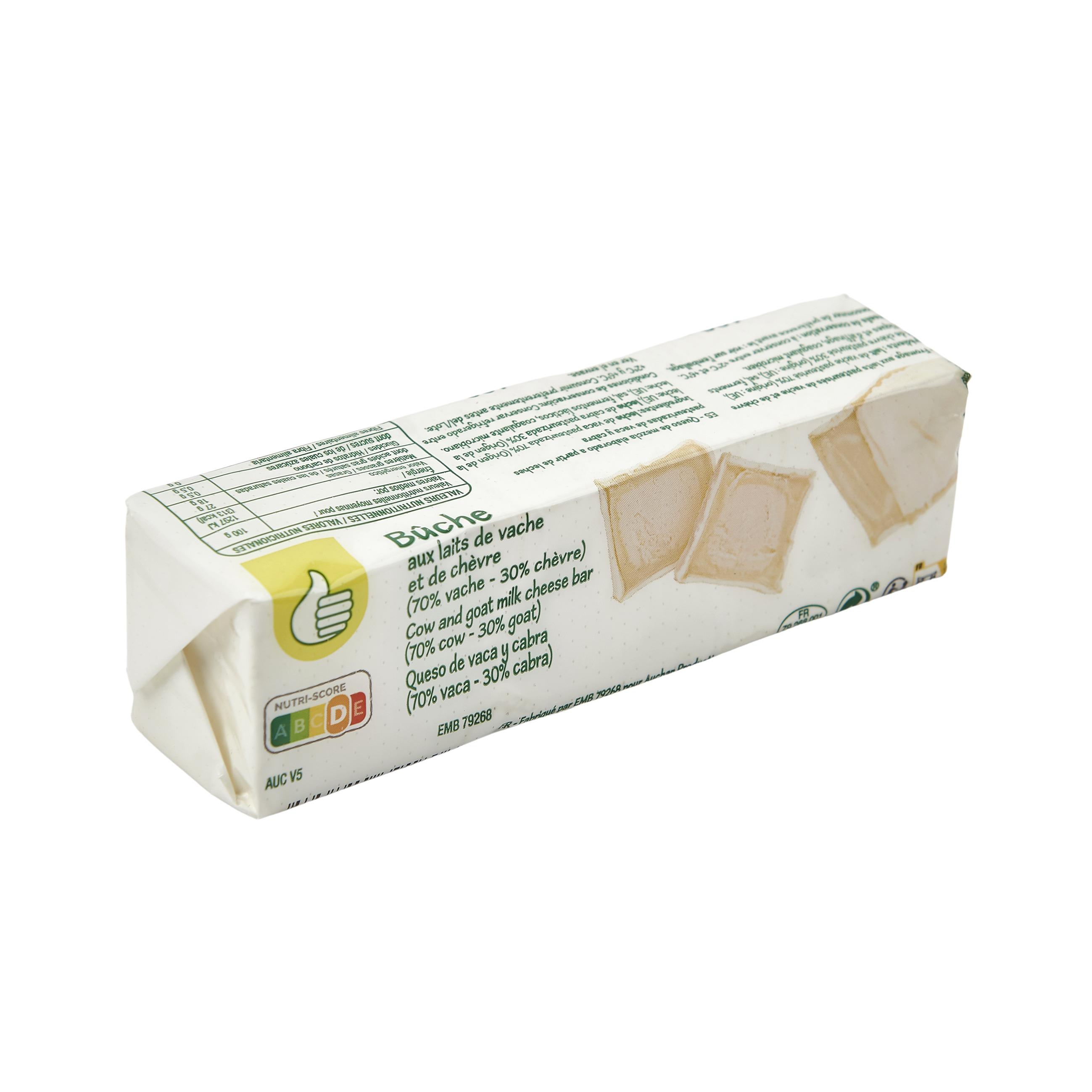 Voir la diapositive 2 : POUCE Bûche aux laits de chèvre et de vache 180g