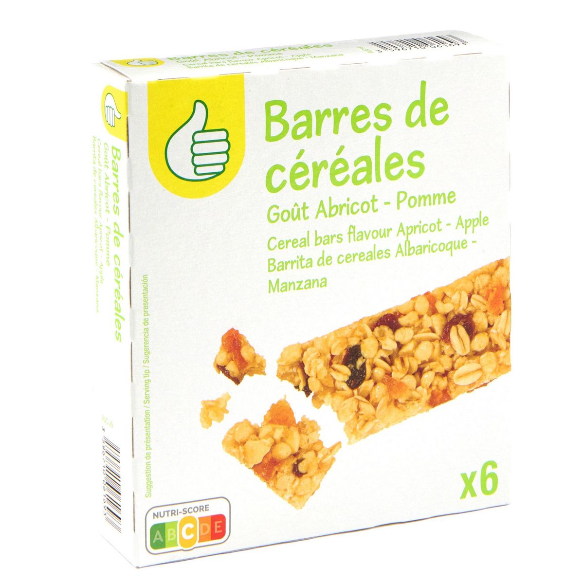 POUCE Barres de céréales goût abricot pomme 6 barres 125g