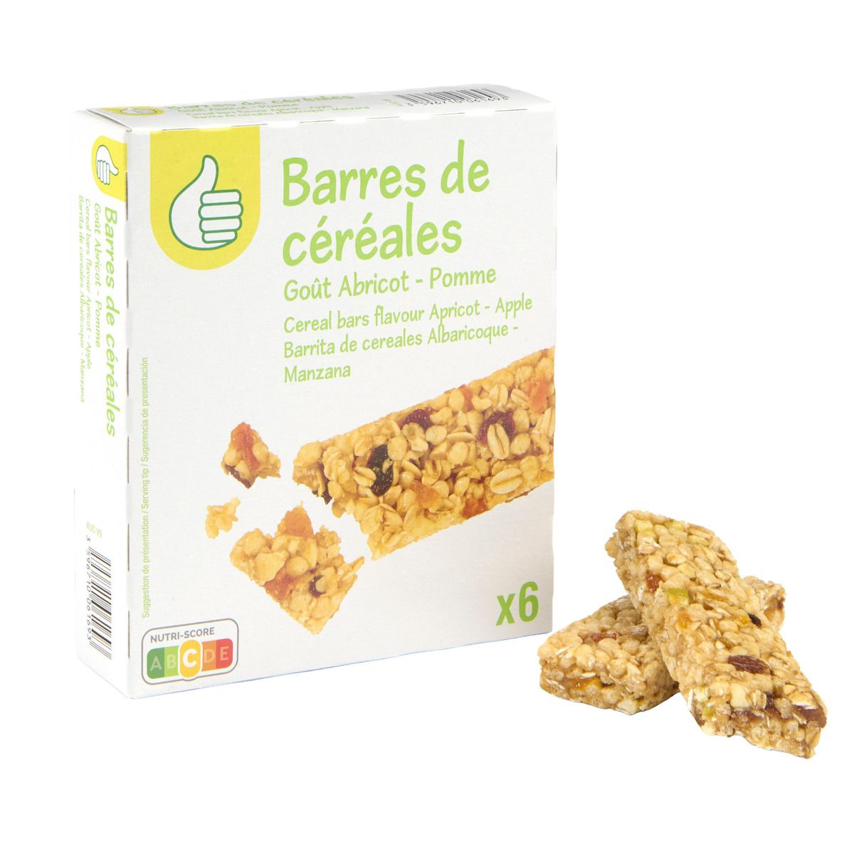 POUCE Barres de céréales goût abricot pomme 6 barres 125g