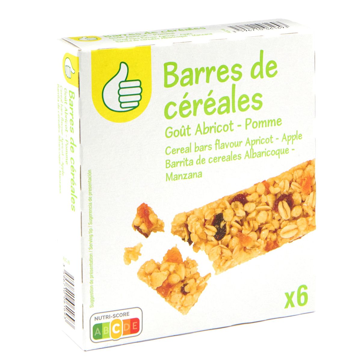 POUCE Barres de céréales goût abricot pomme 6 barres 125g