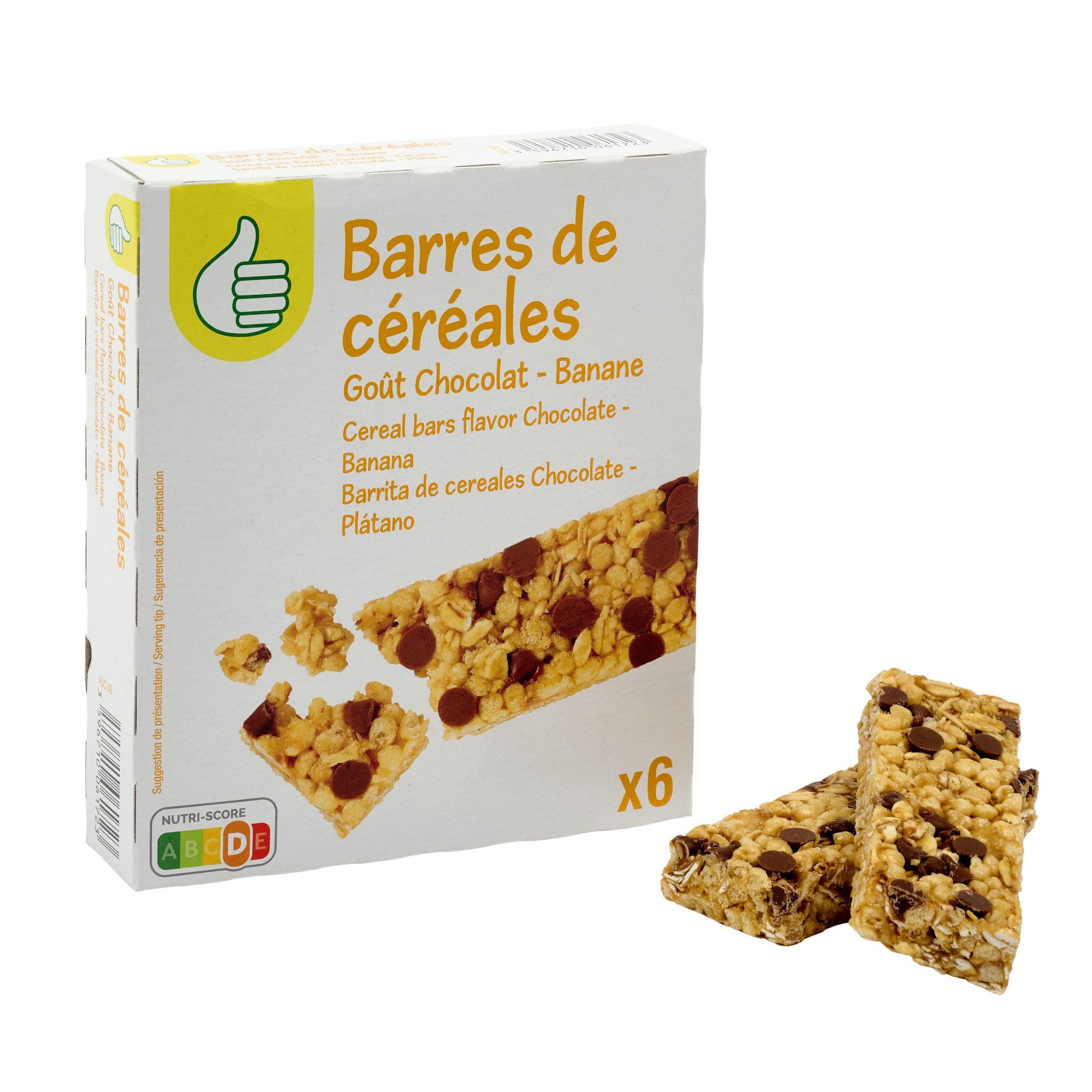 Voir la diapositive 2 : POUCE Barres de céréales goût chocolat banane 6 barres 126g