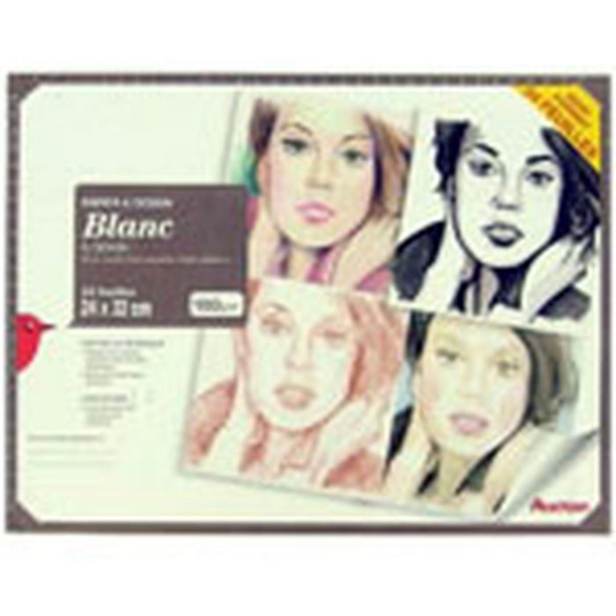 AUCHAN Maxi pochette de papier à dessin blanc à grain 24 feuilles 24x32cm 180g/m2