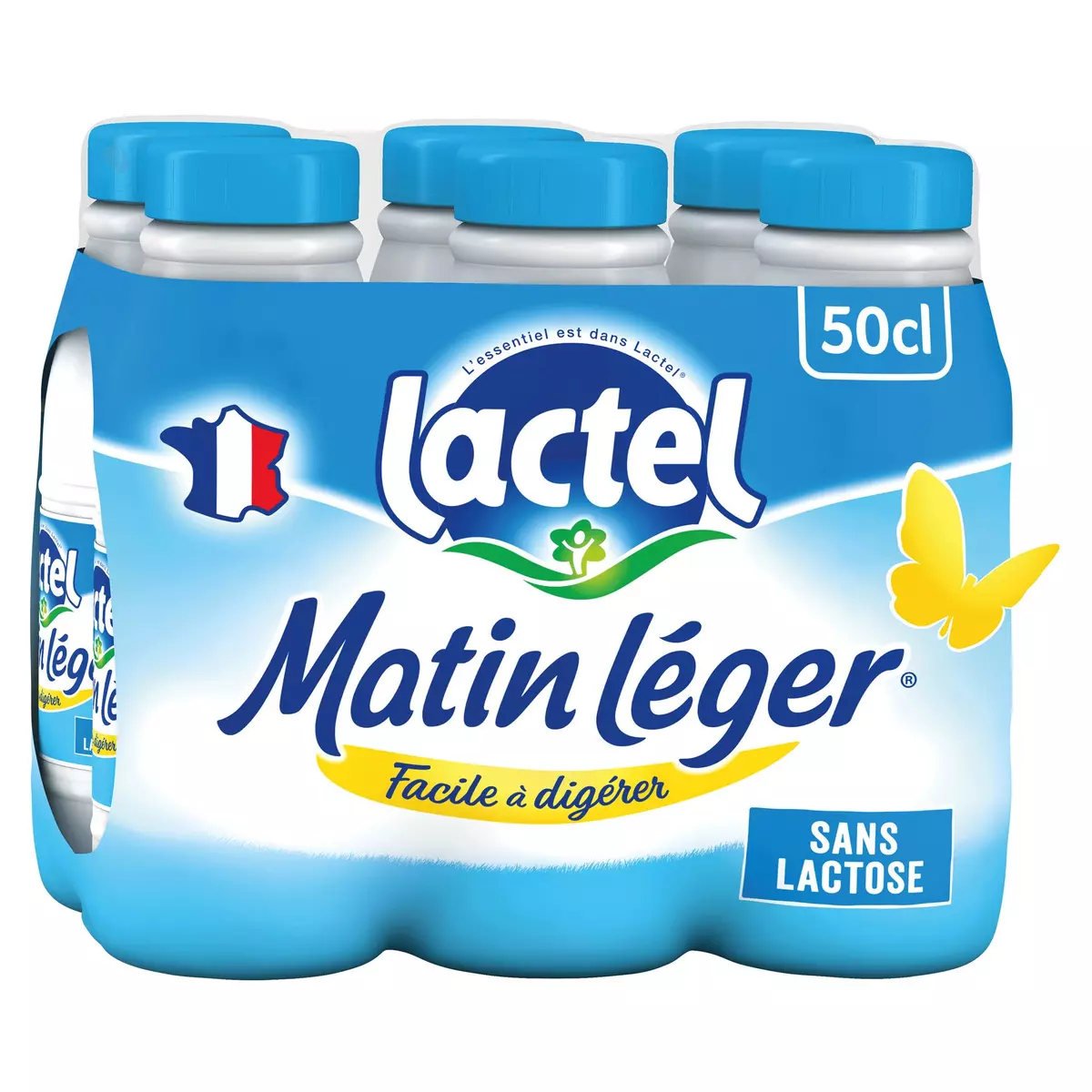 LACTEL Matin léger Lait facile à digérer sans lactose 6x50cl