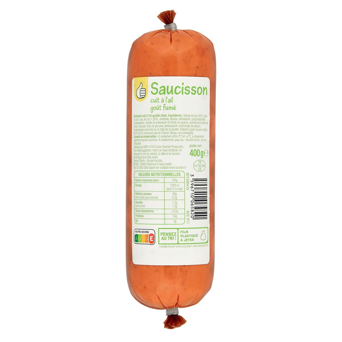 POUCE Saucisson cuit à l'ail goût fumé 400g