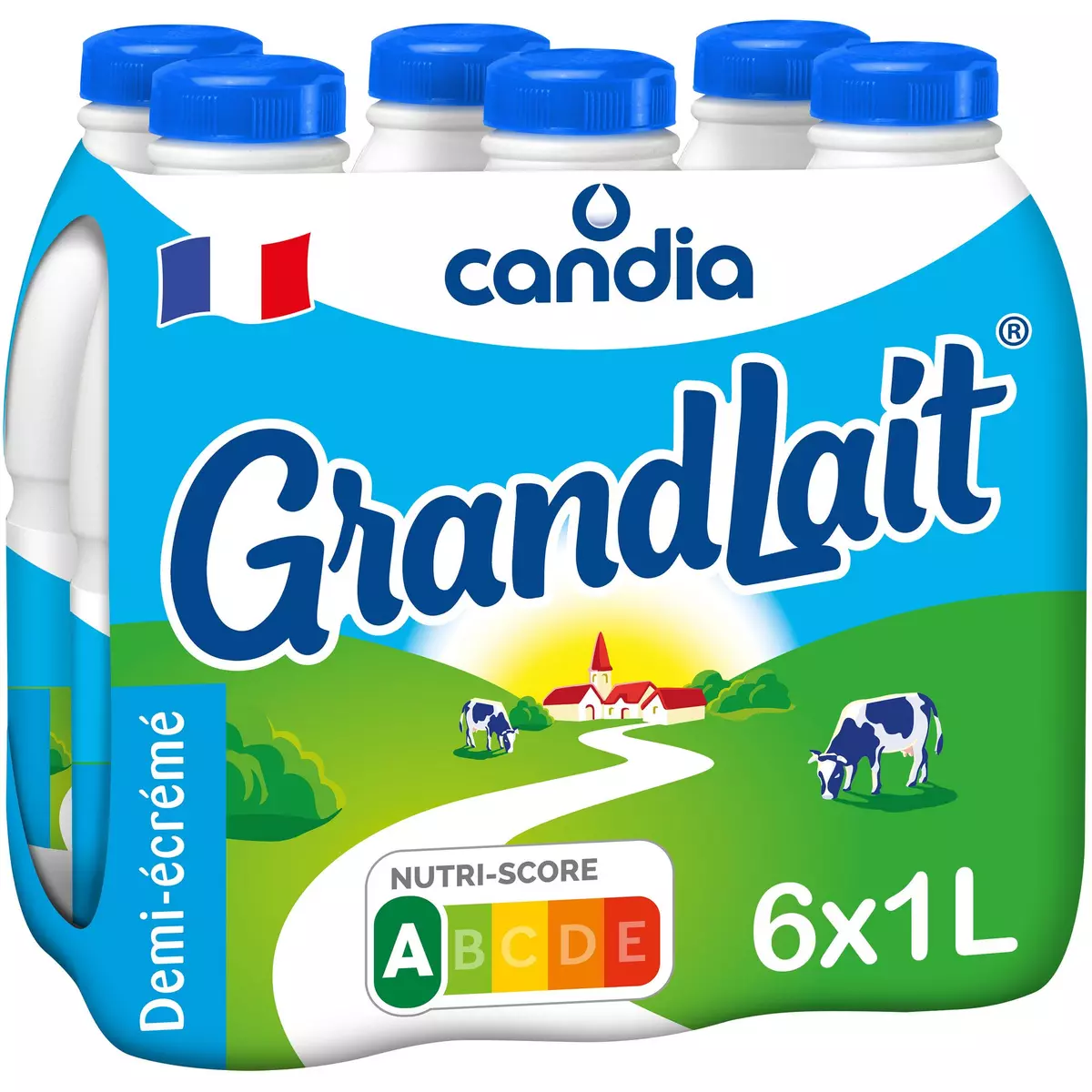 CANDIA Grandlait - Lait demi-écrémé UHT 6x1L