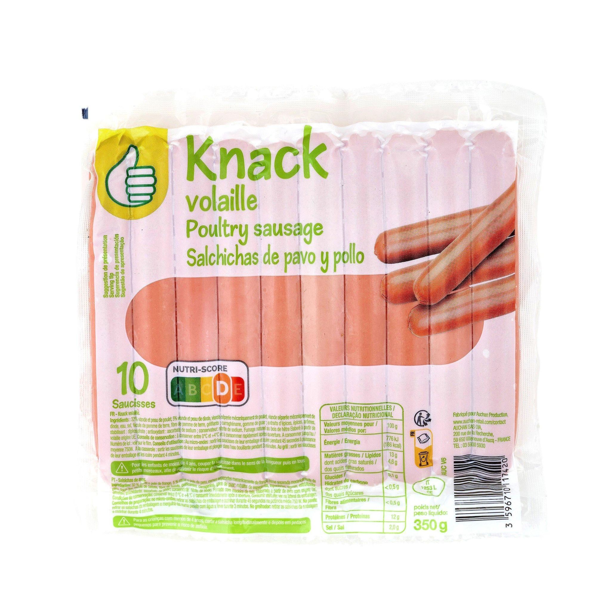 Voir la diapositive 2 : POUCE Knack saucisse de volaille 10 pièces 350g
