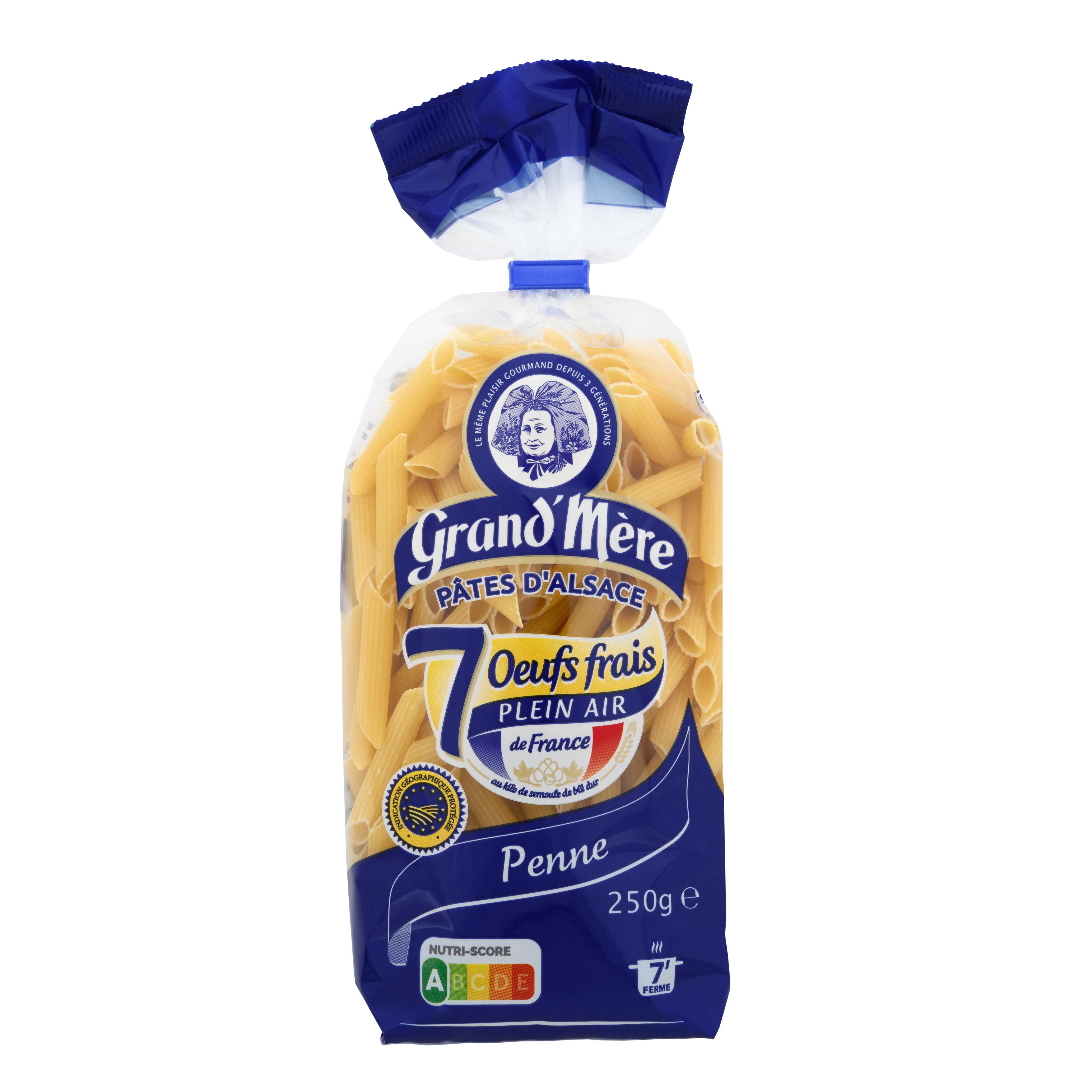 Voir la diapositive 2 : GRAND'MERE Penne pâtes d'Alsace aux oeufs frais IGP 250g