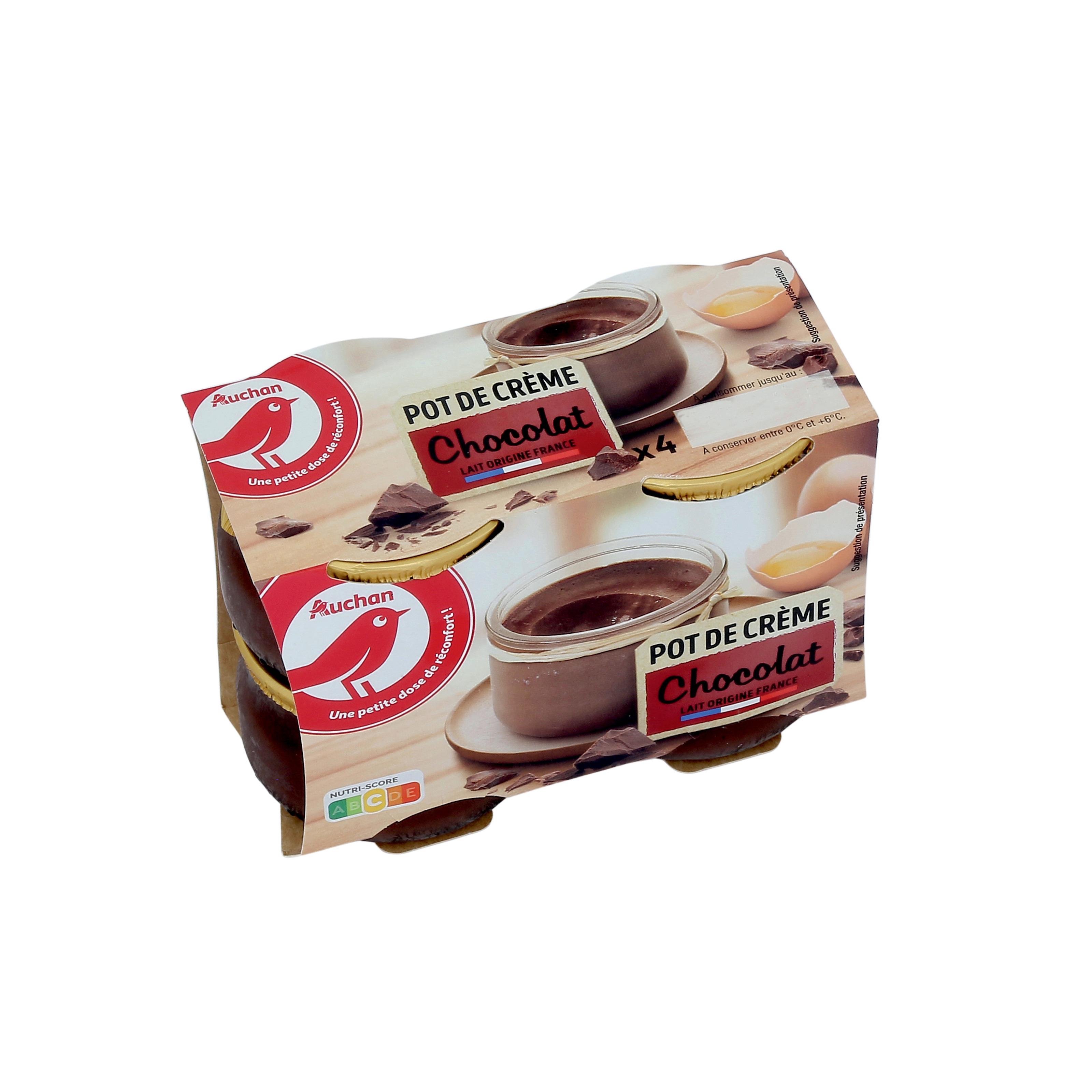 Voir la diapositive 2 : AUCHAN Pot de crème au chocolat 4x100g