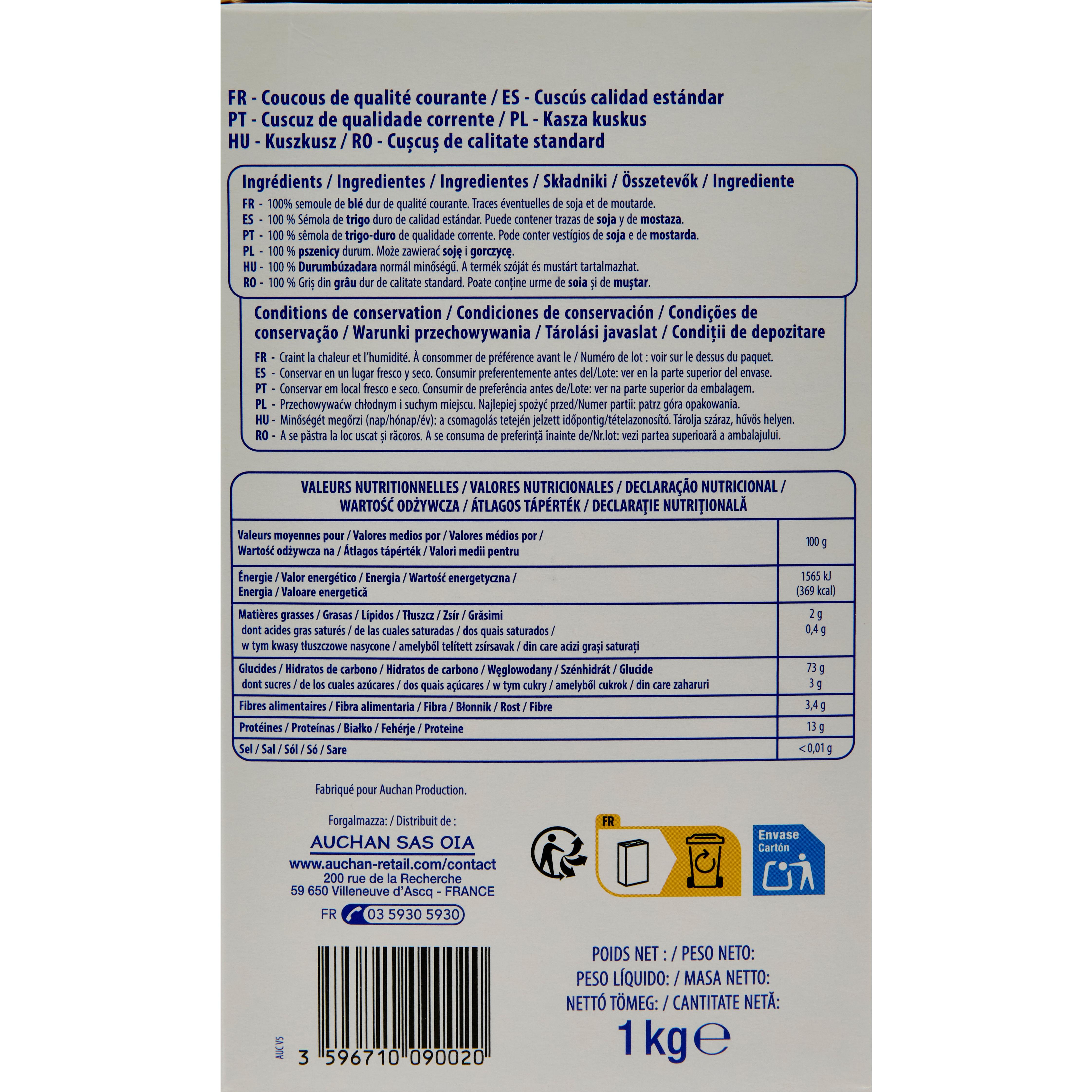 Voir la diapositive 3 : POUCE Couscous moyen 1kg