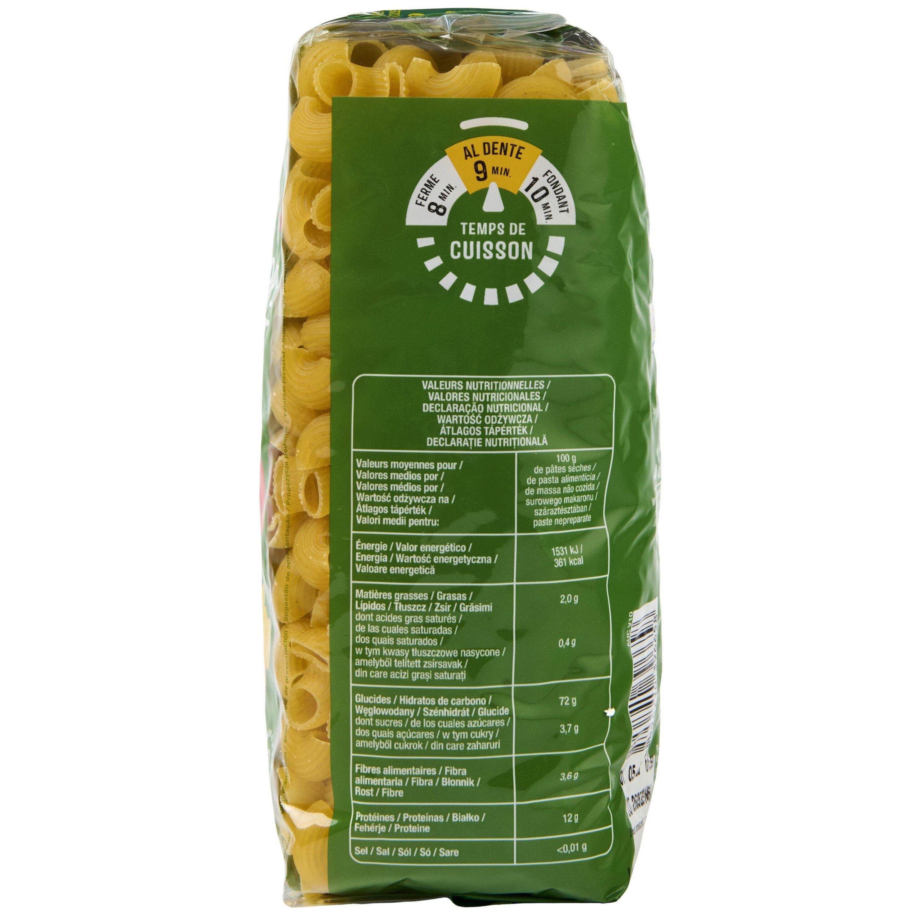 Voir la diapositive 4 : AUCHAN Pipe Rigate Coudes rayés 500g