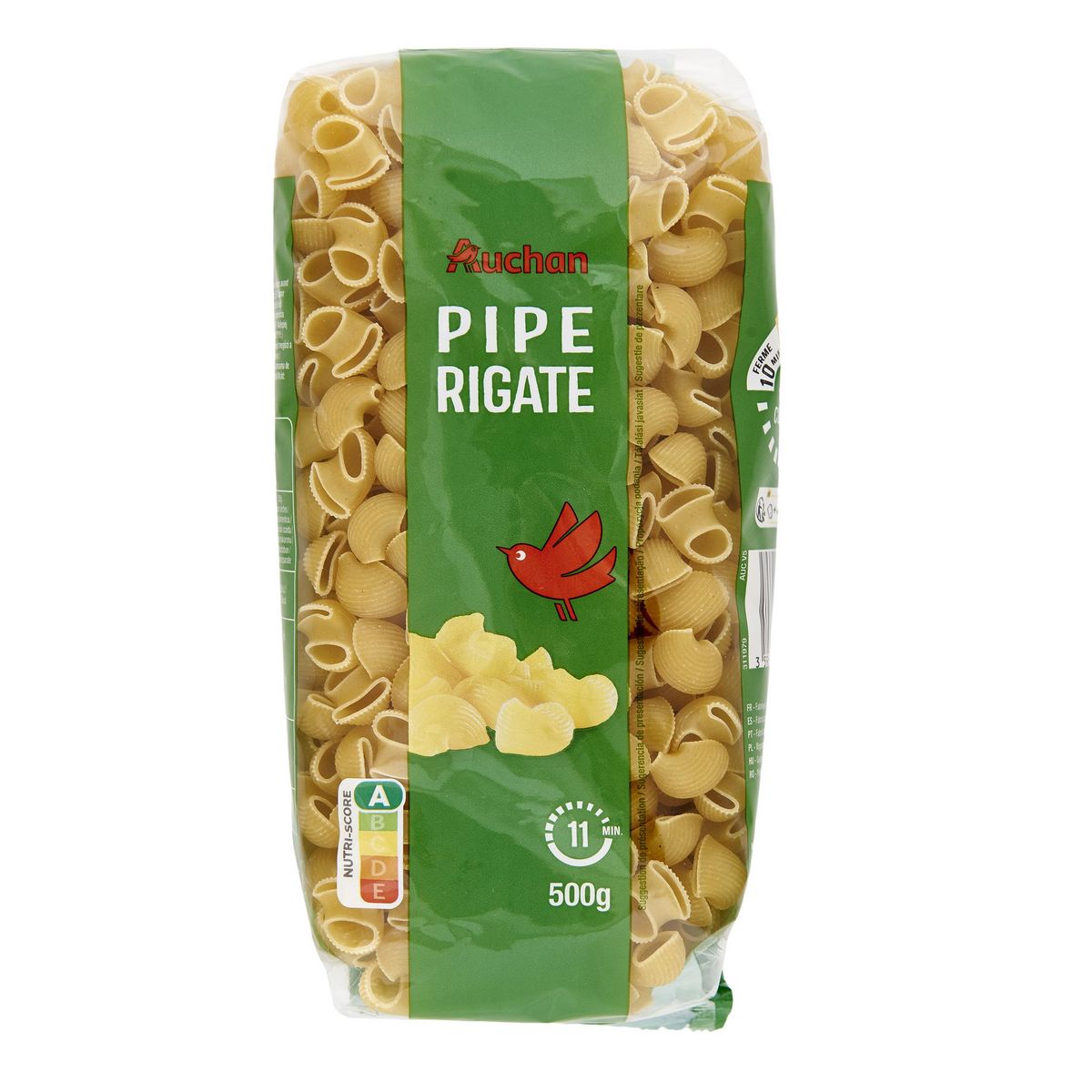 AUCHAN Pipe Rigate Coudes rayés 500g