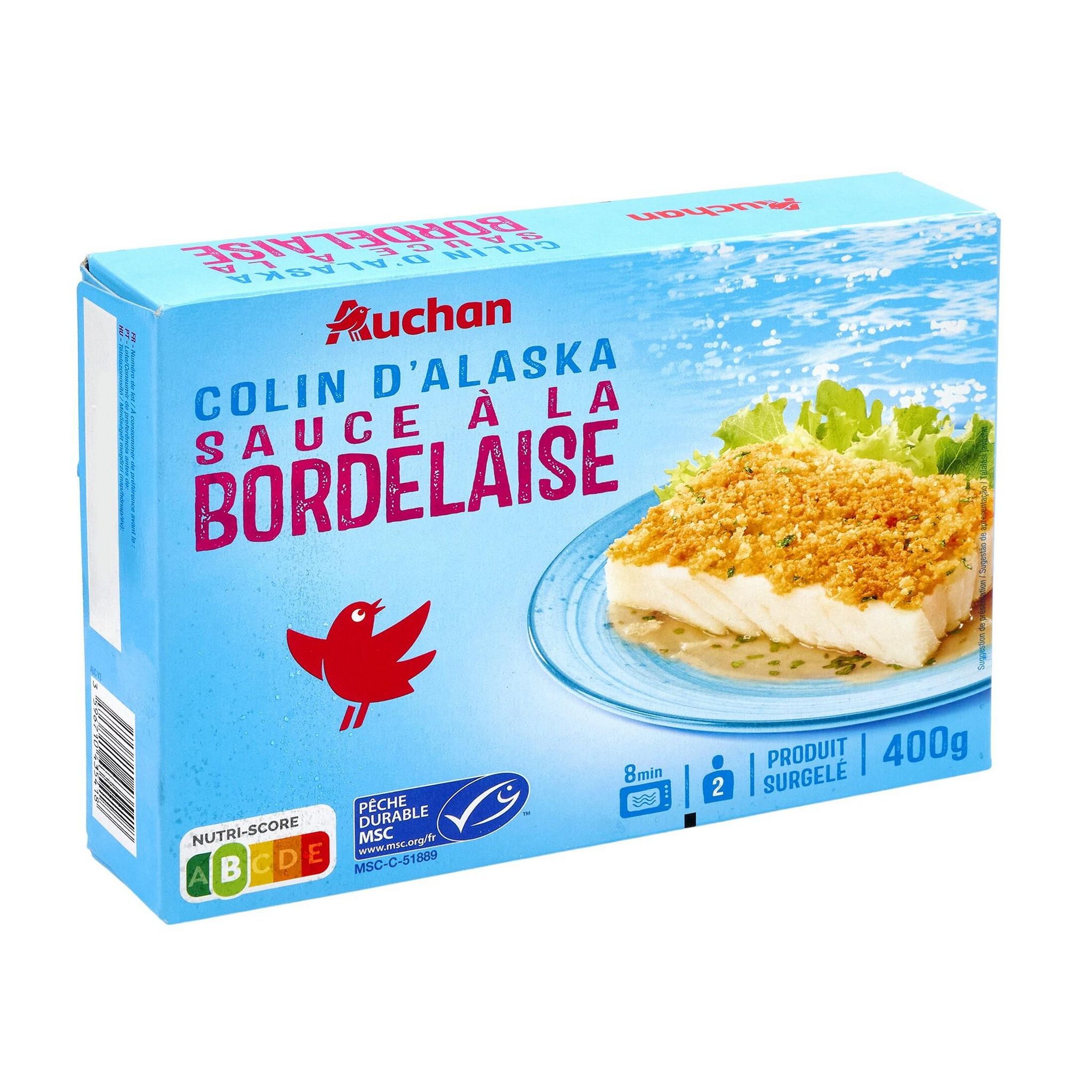 Voir la diapositive 5 : AUCHAN Colin d'Alaska sauce à la Bordelaise MSC 2 portions 400g