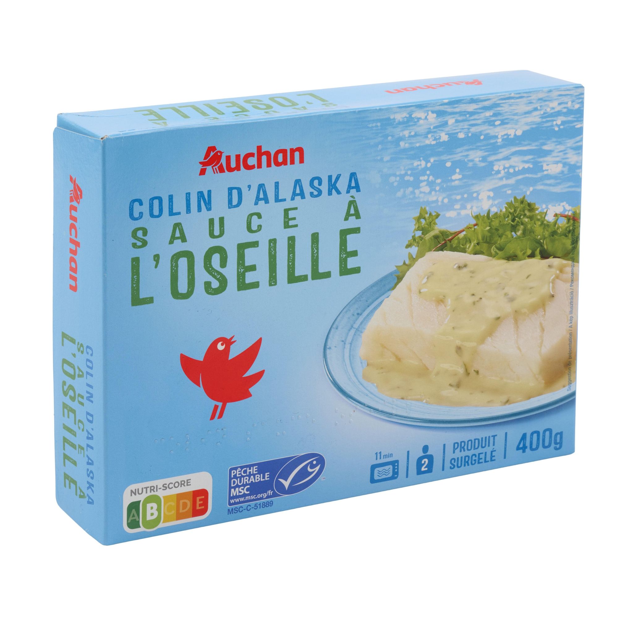 Voir la diapositive 5 : AUCHAN Colin d'Alaska sauce à l'oseille MSC 2 portions 400g