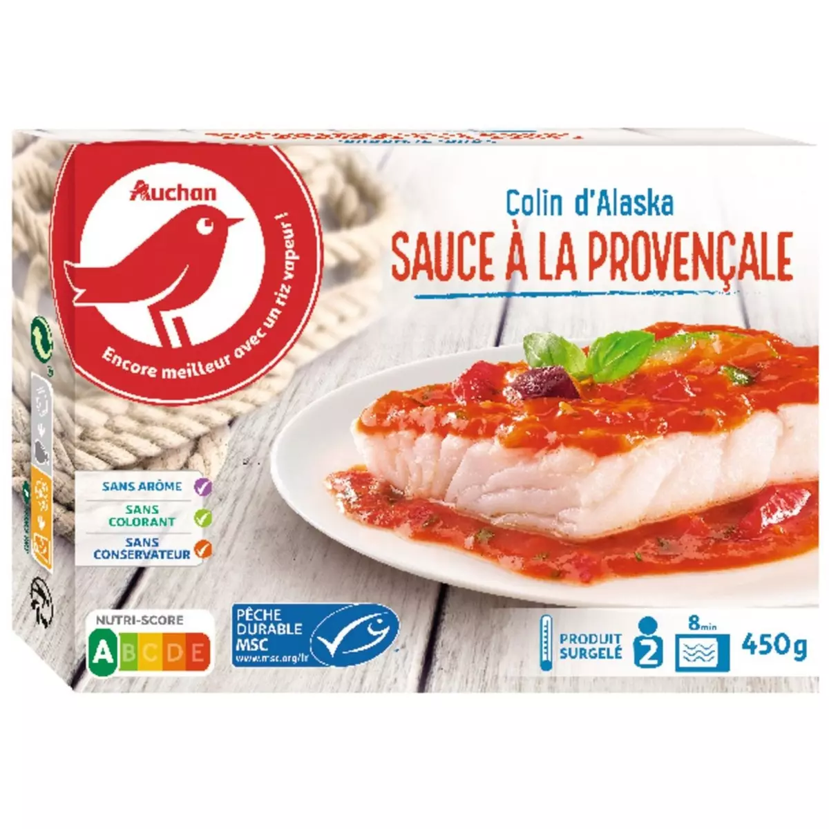 AUCHAN Colin d'Alaska sauce à la Provençale MSC 2 portions 450g