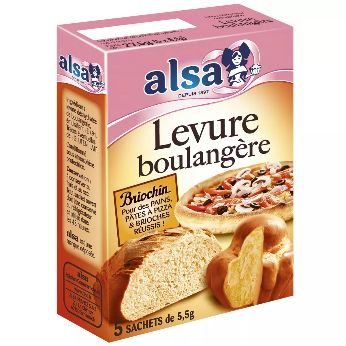 ALSA Levure du boulanger Briochin 5x5,5g 5 sachets