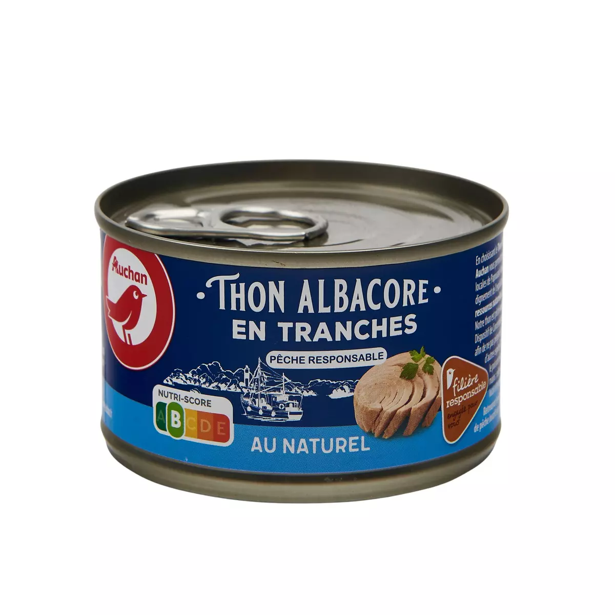 AUCHAN CULTIVONS LE BON thon albacore en tranches au naturel  93g
