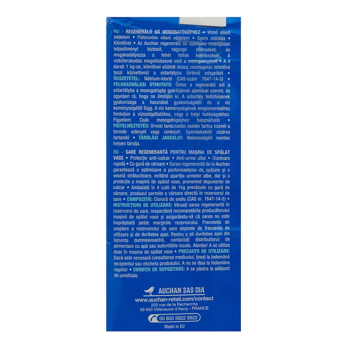 AUCHAN Sel régénérant lave-vaisselle 4x1kg